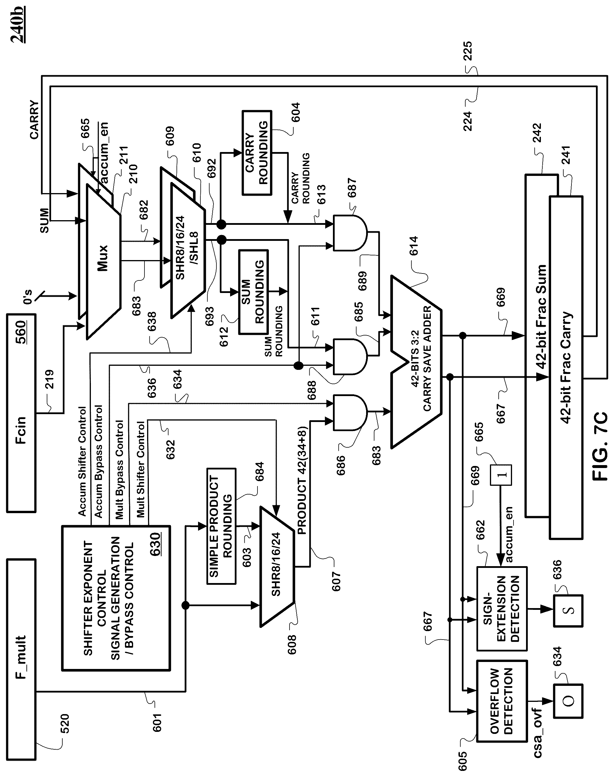 Patent US12417078 Figure 12 – Floating point accumulater with a single layer of shifters in the significand feedback