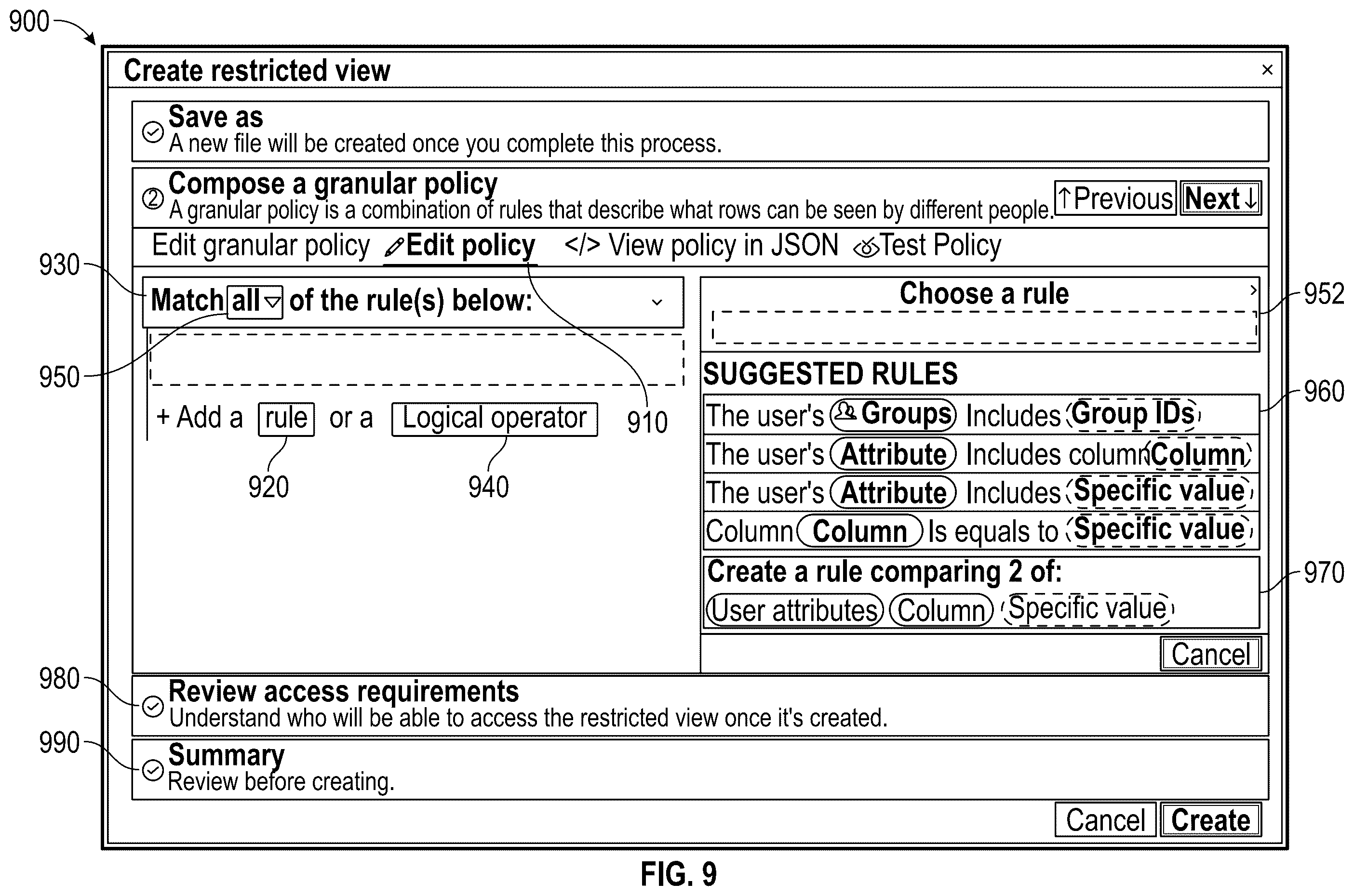Patent US12417227 Figure 14 – Row-level permissioning based on evaluated policies