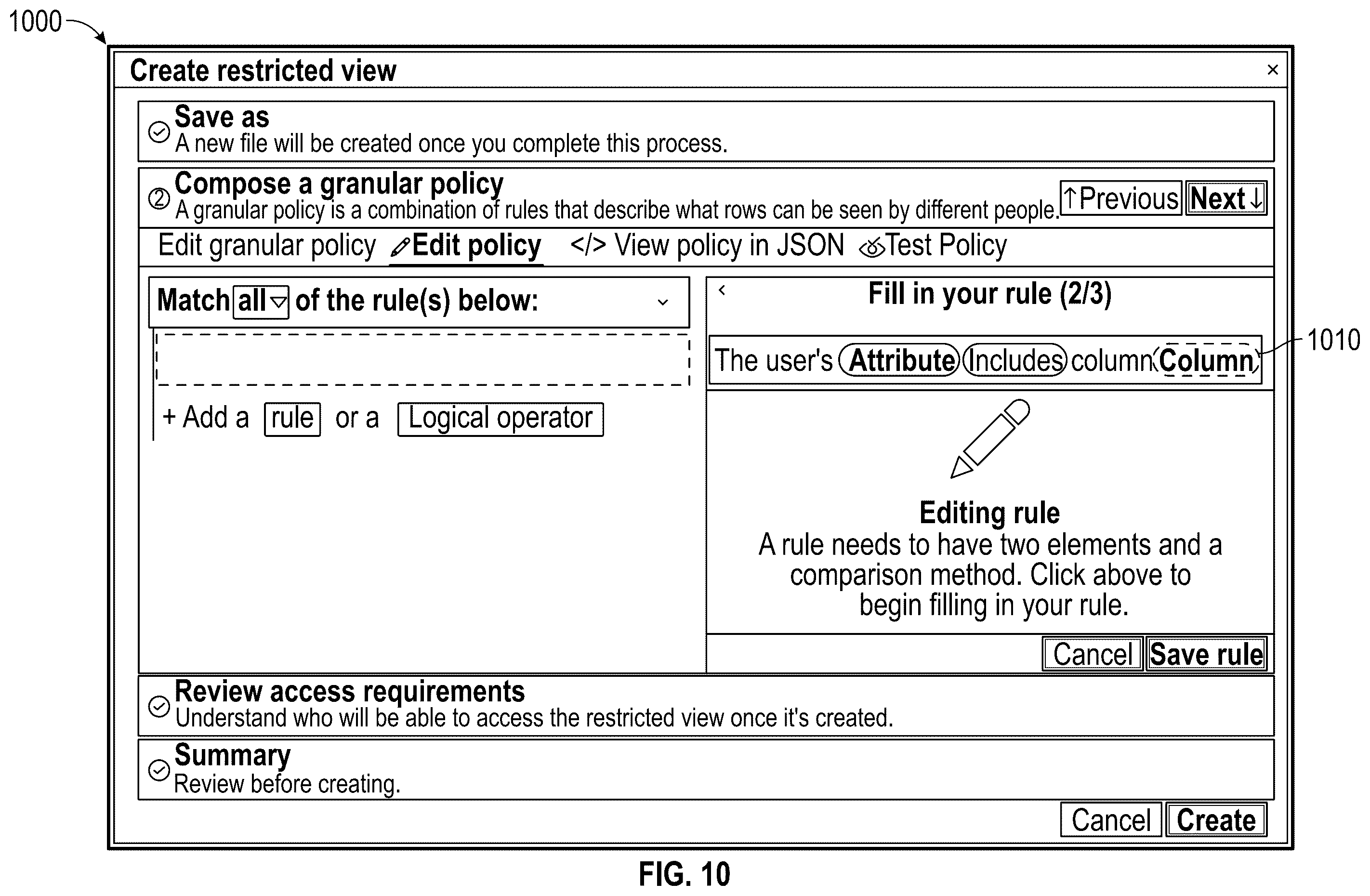 Patent US12417227 Figure 15 – Row-level permissioning based on evaluated policies