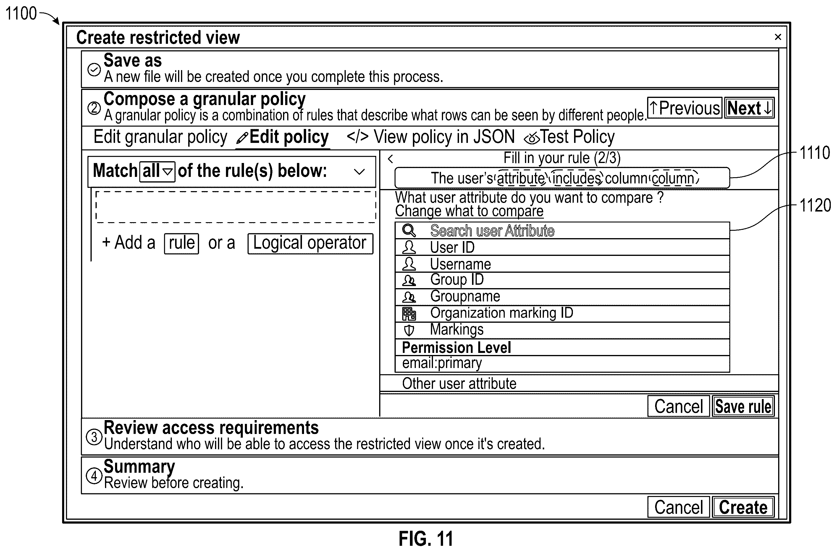 Patent US12417227 Figure 16 – Row-level permissioning based on evaluated policies