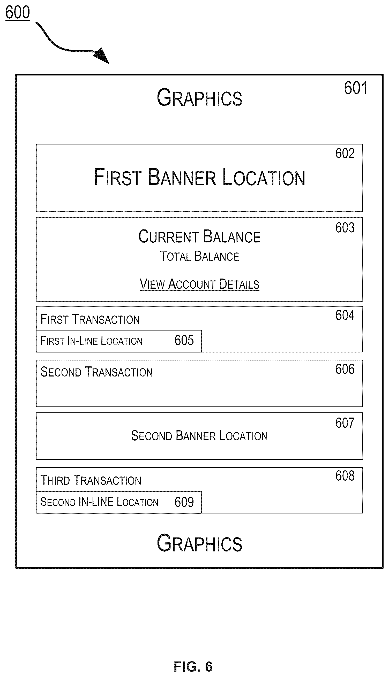 Patent US12417242 Figure 6 – Graphical user interface with insight hub and insight carousel