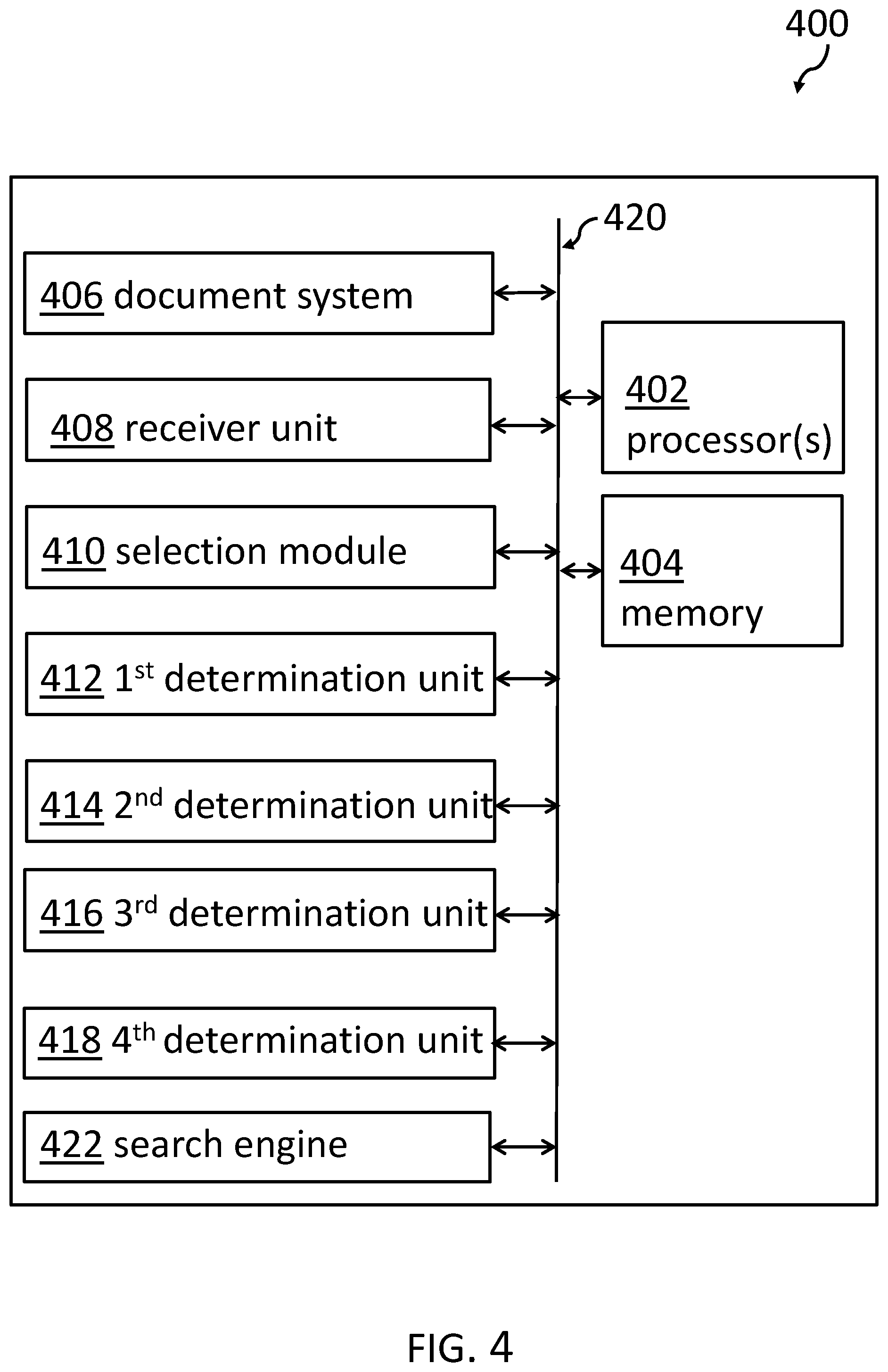 Patent US12417306 Figure 4 – Smart identification of indicator text with full-text search or optimized document analysis