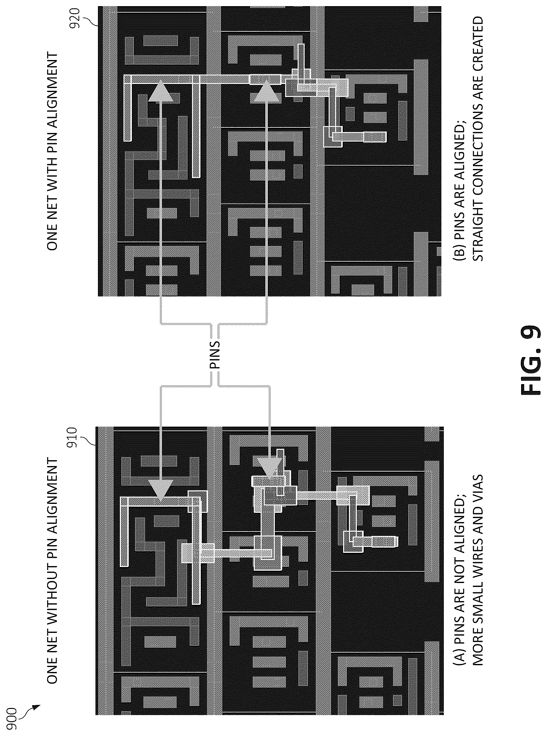 Patent US12417333 Figure 10 – Short net pin alignment for routing