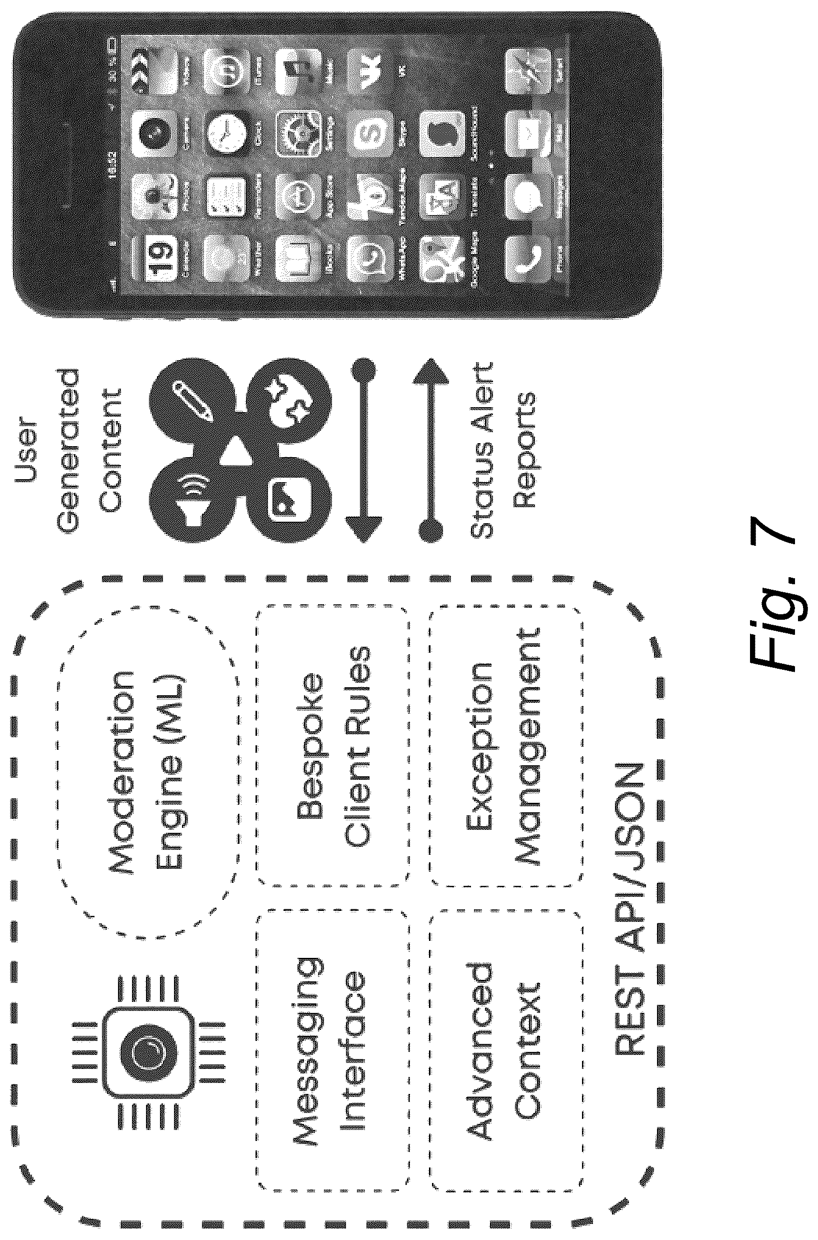 Patent US12417413 Figure 7 – Content moderation