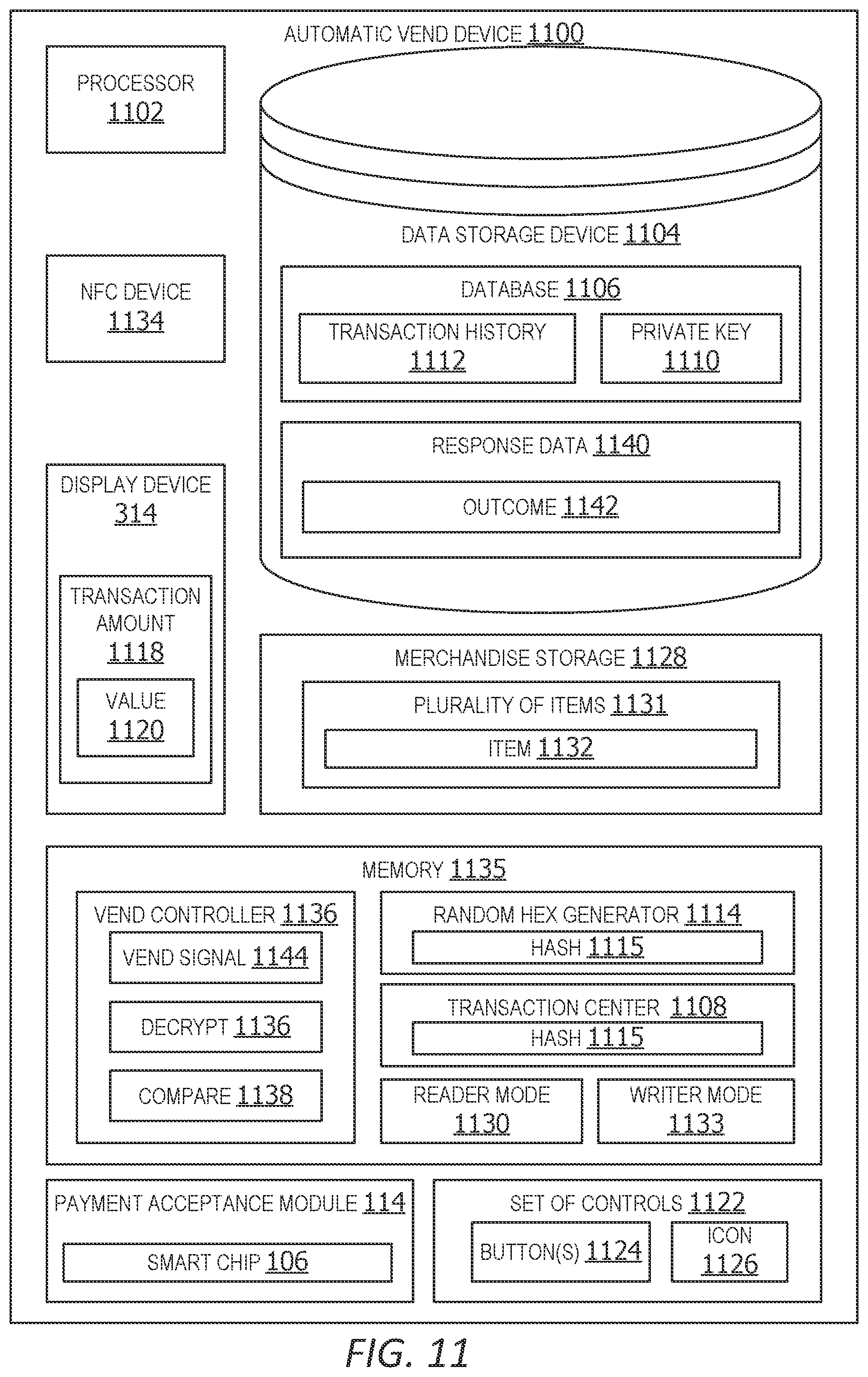 Patent US12417452 Figure 11 – Smart chip payment acceptance