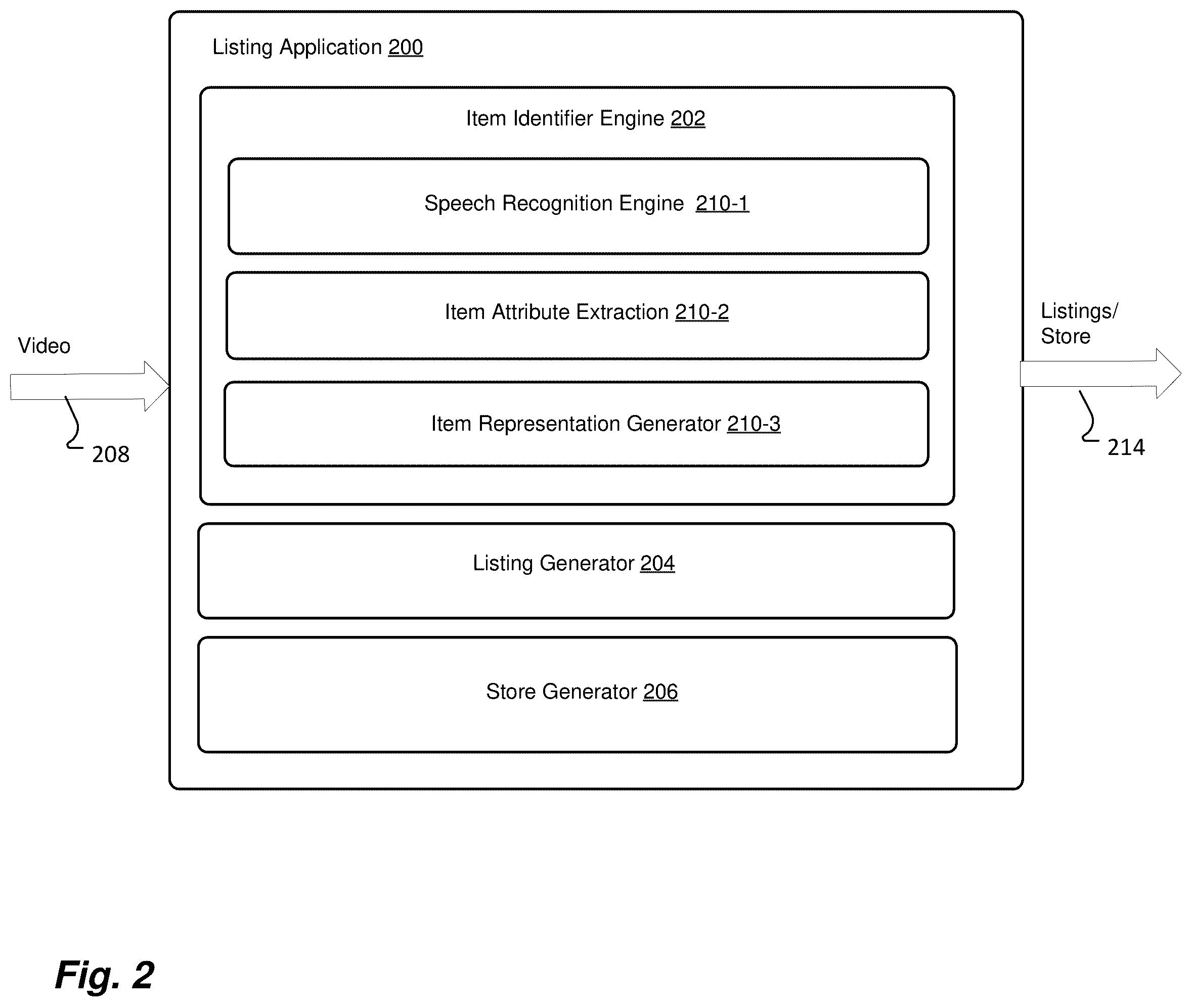 Patent US12417487 Figure 2 – Systems, method, and computer storage medium for creating listing for items for sale in an electronic marketplace based on video analysis
