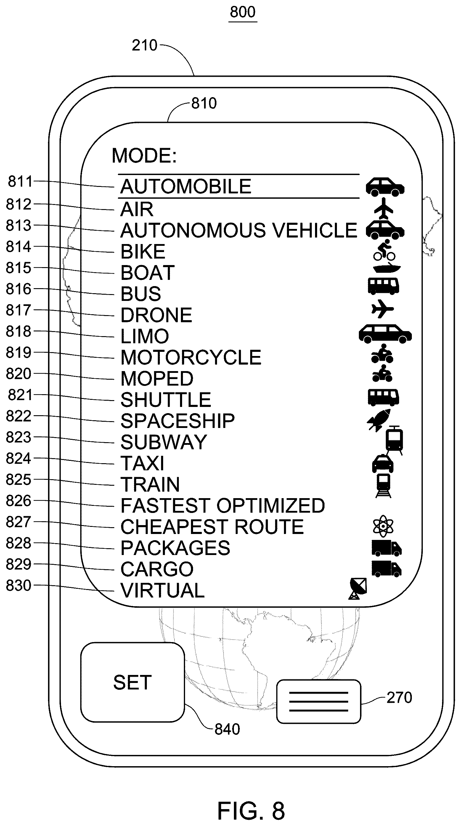 Patent US12417496 Figure 8 – Transportation and freight capacity units