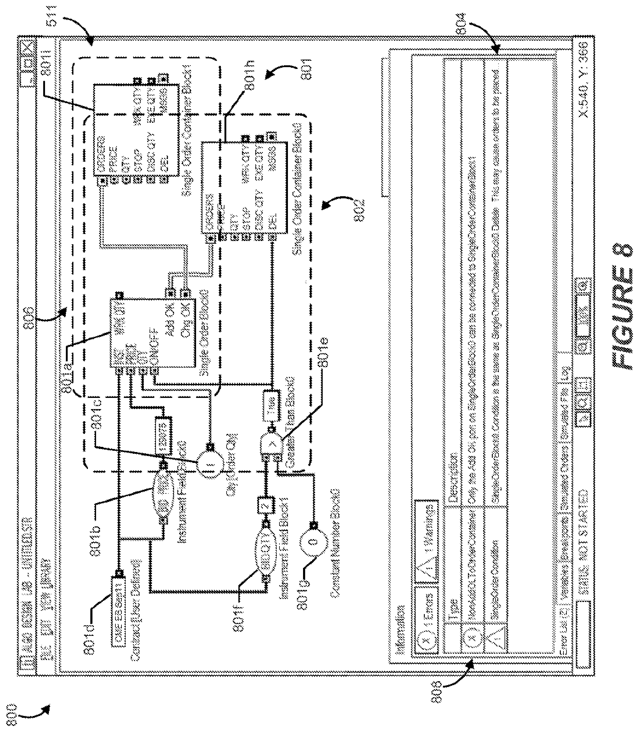 Patent US12417500 Figure 8 – Visual depiction of warnings and errors