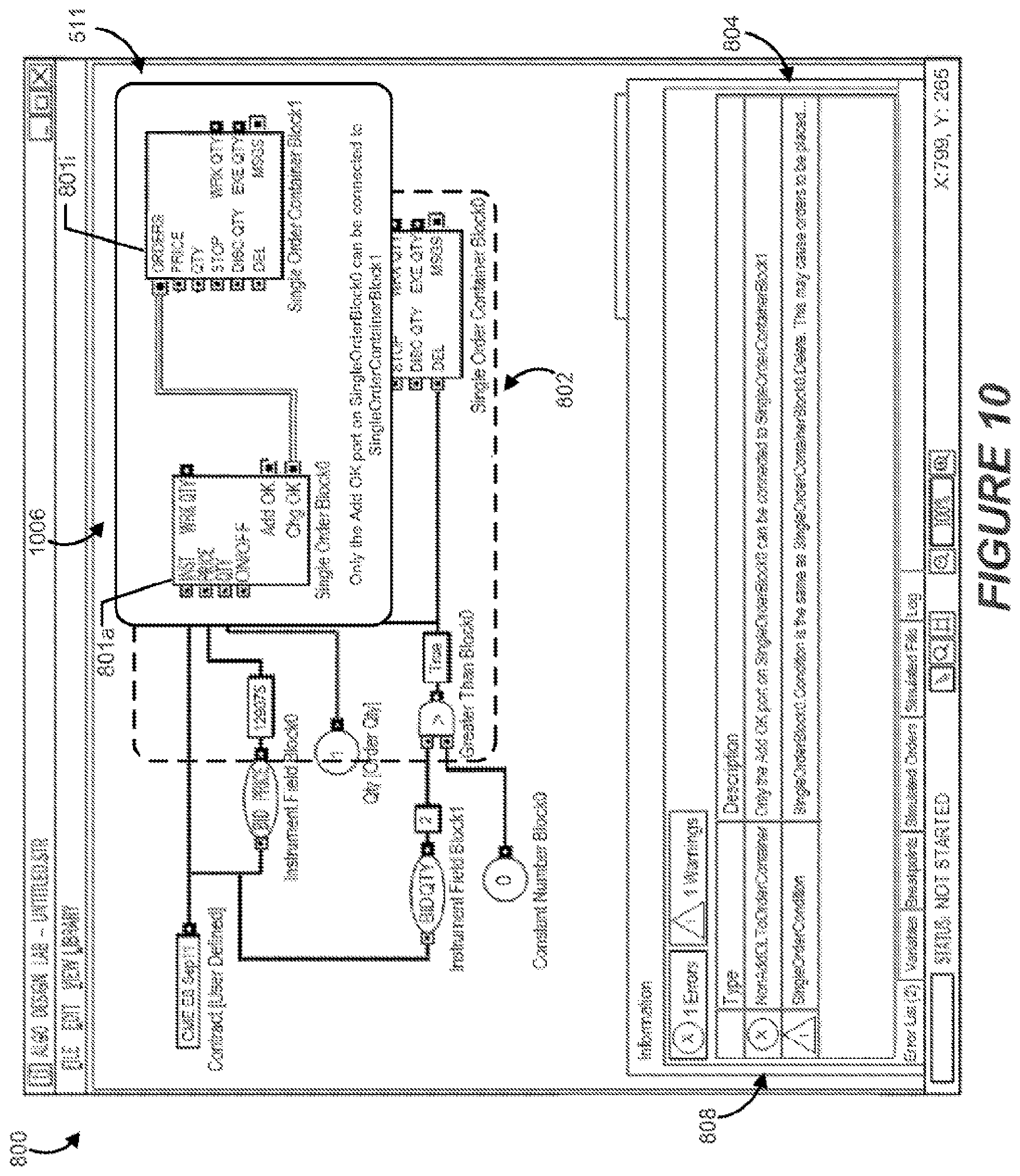 Patent US12417500 Figure 10 – Visual depiction of warnings and errors