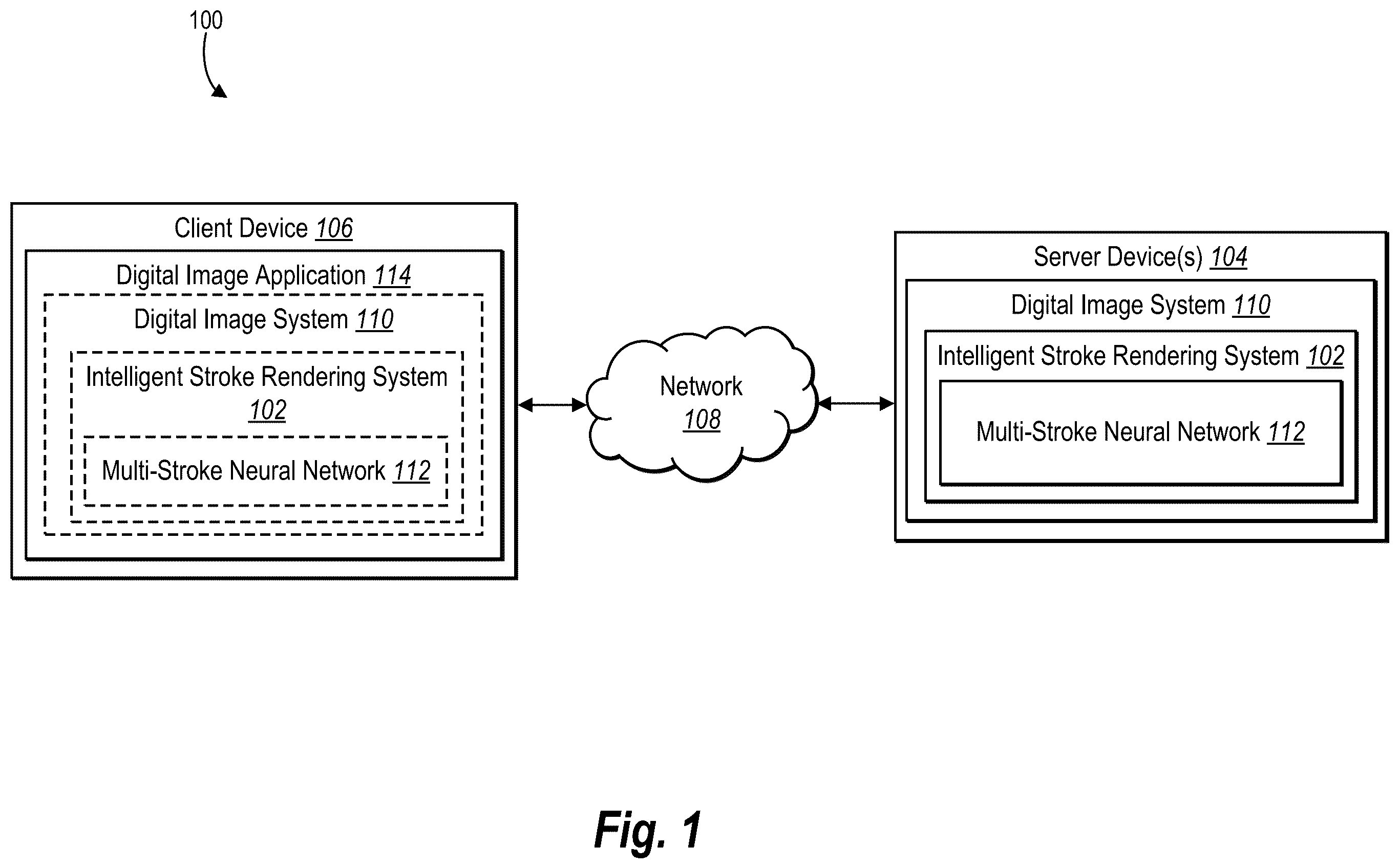 Patent US12417558 Figure 1 – Generating stylized digital images via drawing stroke optimization utilizing a multi-stroke neural network