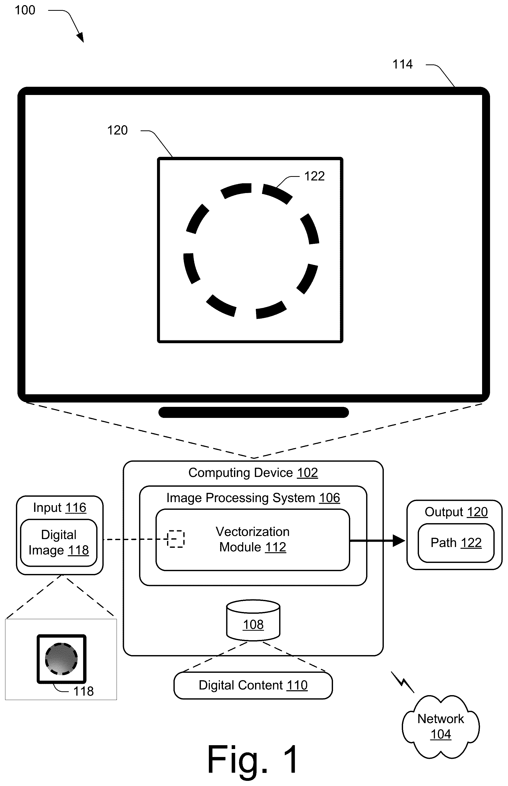 Patent US12417570 Figure 1 – Vectorizing by piecewise deconstruction of object strokes