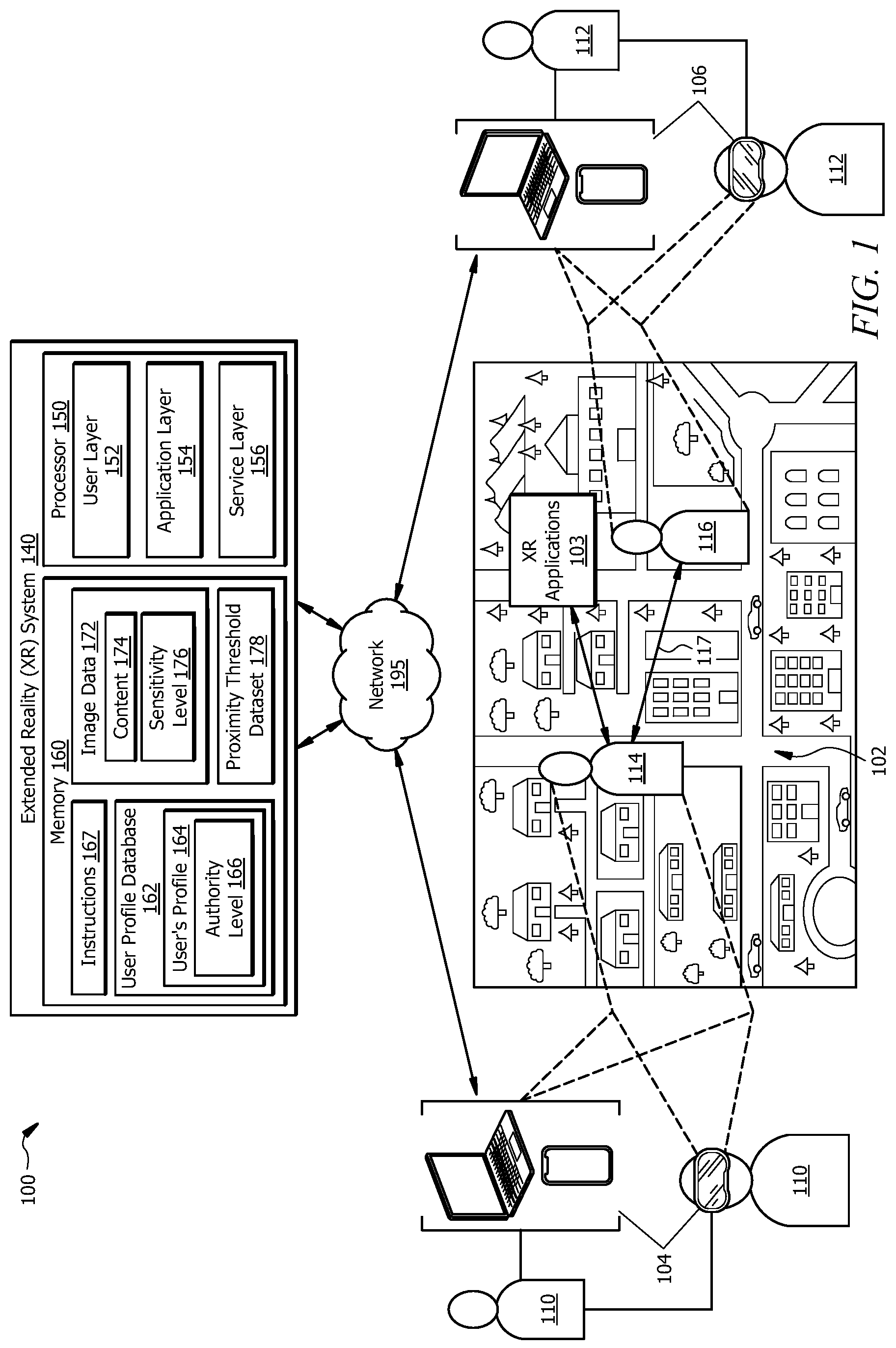 Patent US12417582 — System and method for verifying user interactions in an extended reality environment — Figure 1