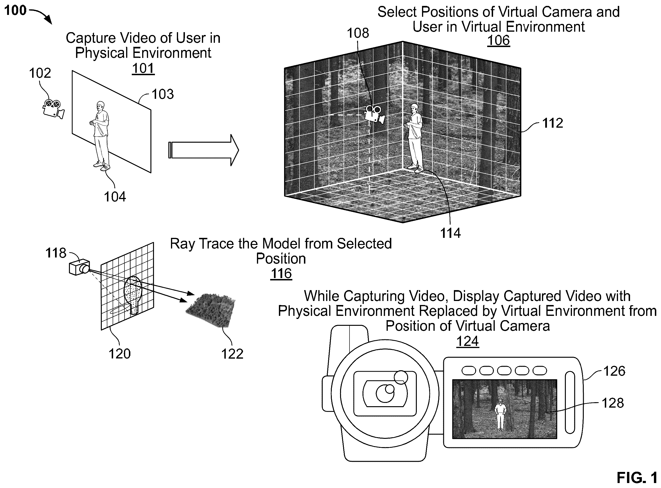 Patent US12417597 Figure 1 – Systems and methods for augmented reality video generation
