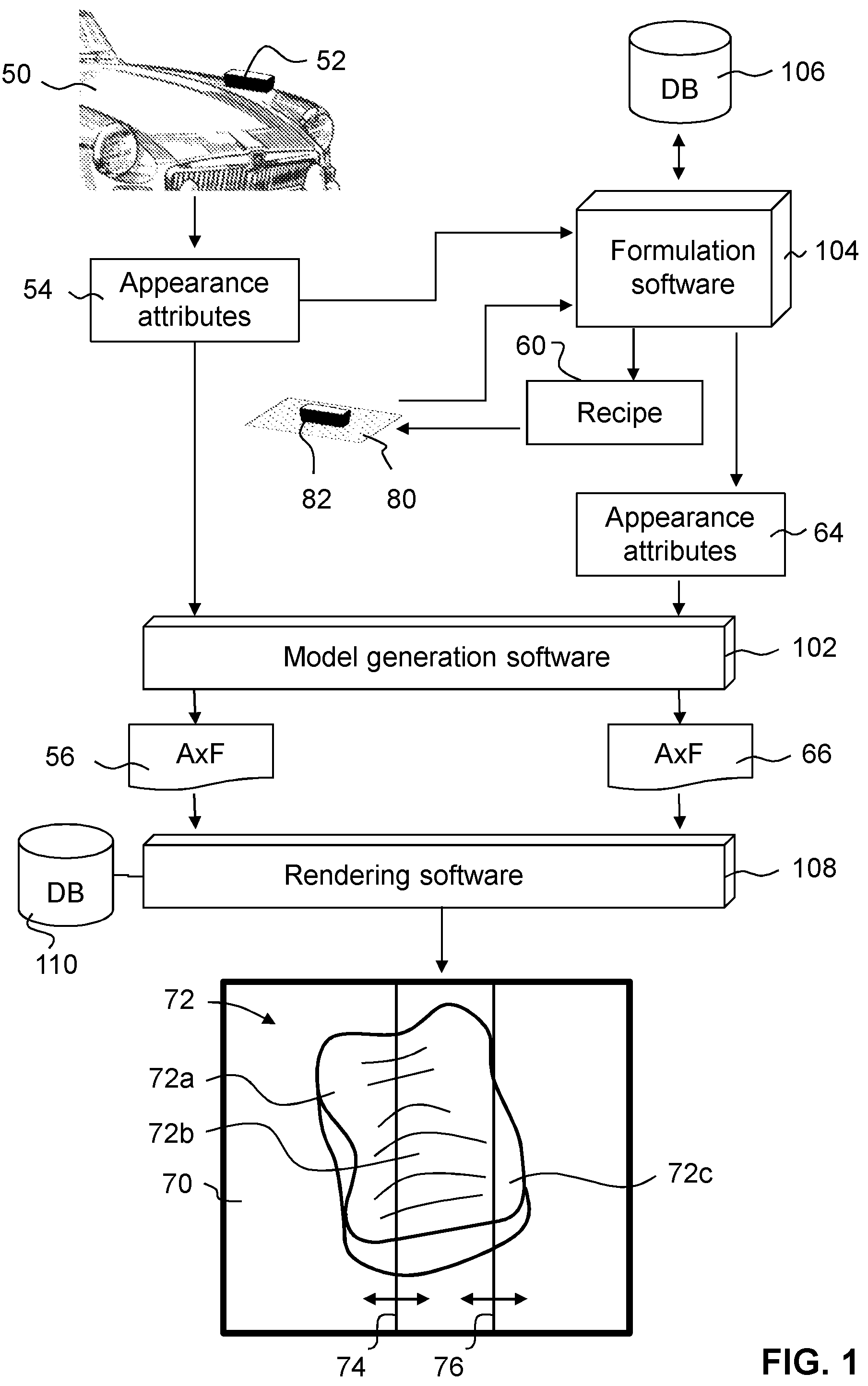 Patent US12417599 Figure 1 – Visualizing the appearances of at least two materials