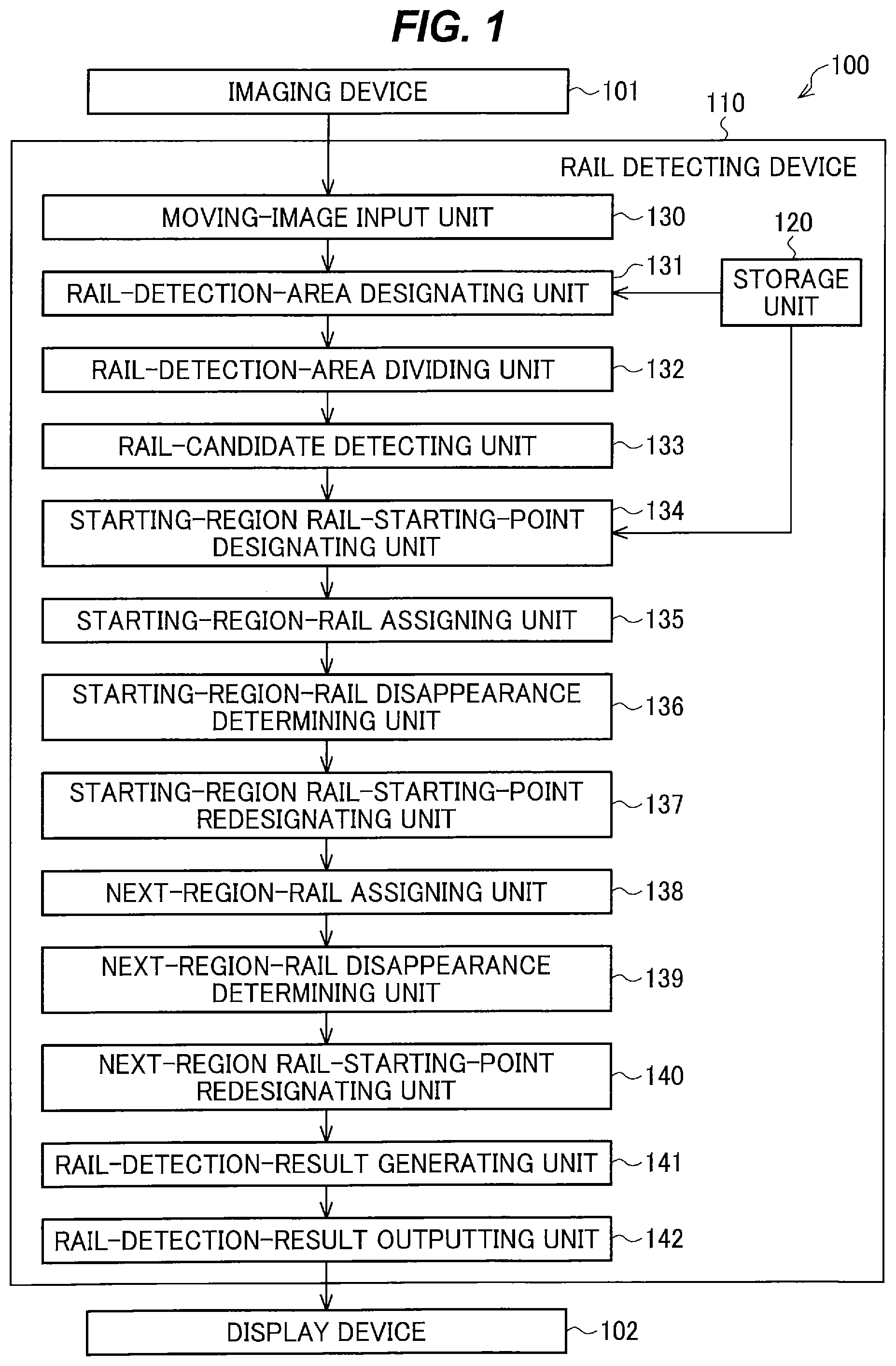 Patent US12417612 — Rail detecting device and rail detection method — Figure 1