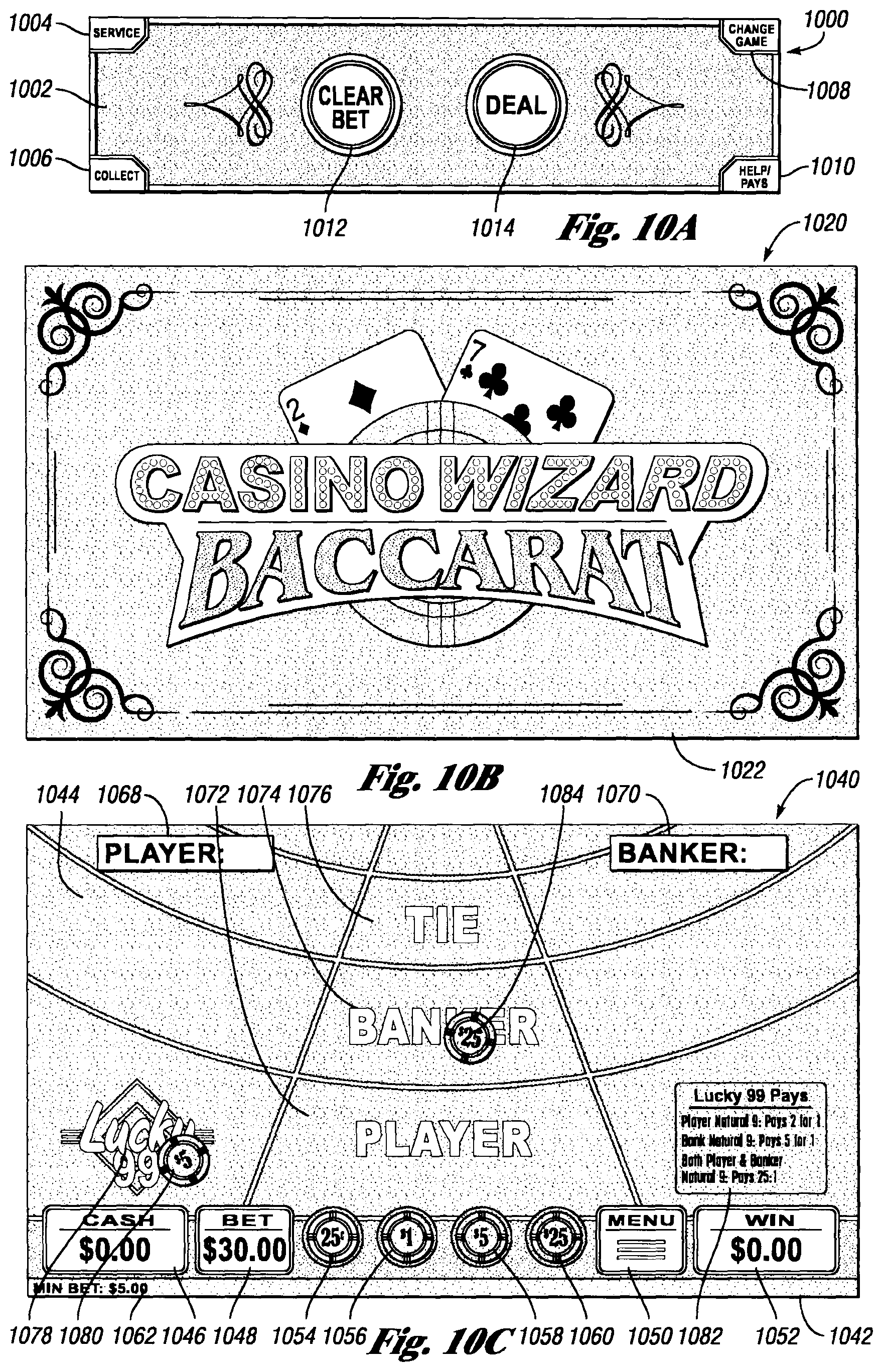 Patent US12417677 Figure 10 – Systems and methods for offering a plurality of electronic table games of chance on an electronic gaming machine including side bets to increase hold