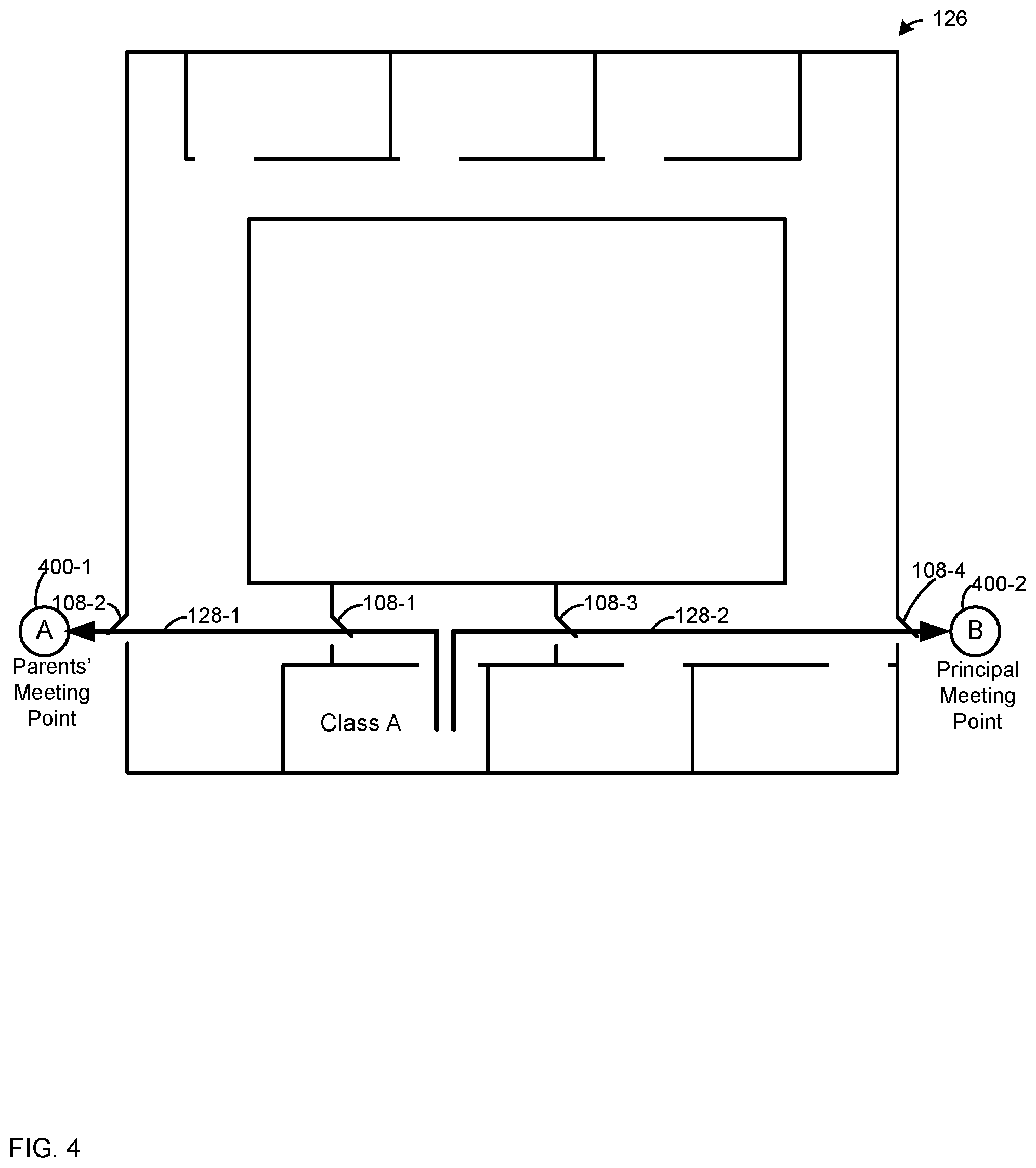 Patent US12417689 Figure 4 – Device, system, and method for electronic access control to reunify persons
