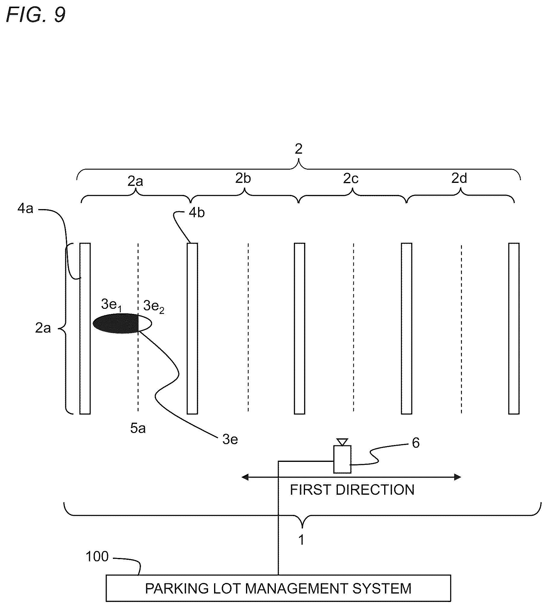 Patent US12417704 Figure 9 – Parking lot, parking lot management system, and parking lot management method that determines a usage status of each of a plurality of parking spaces