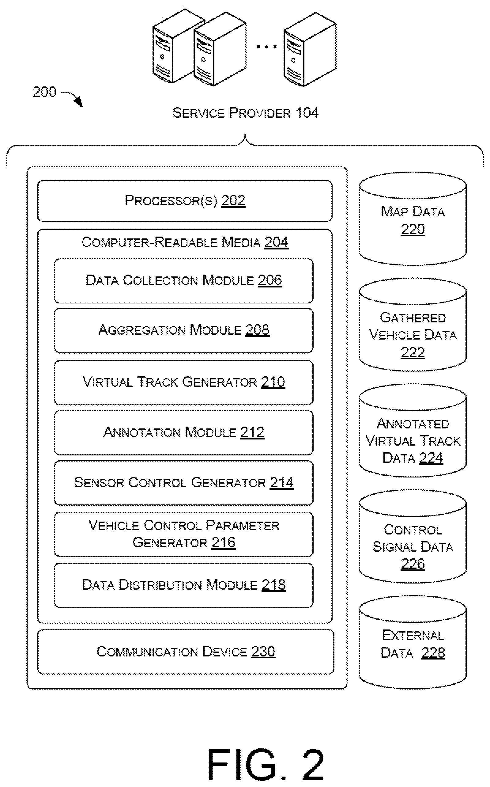 Patent US12417706 Figure 2 – Annotated virtual track to inform autonomous vehicle control