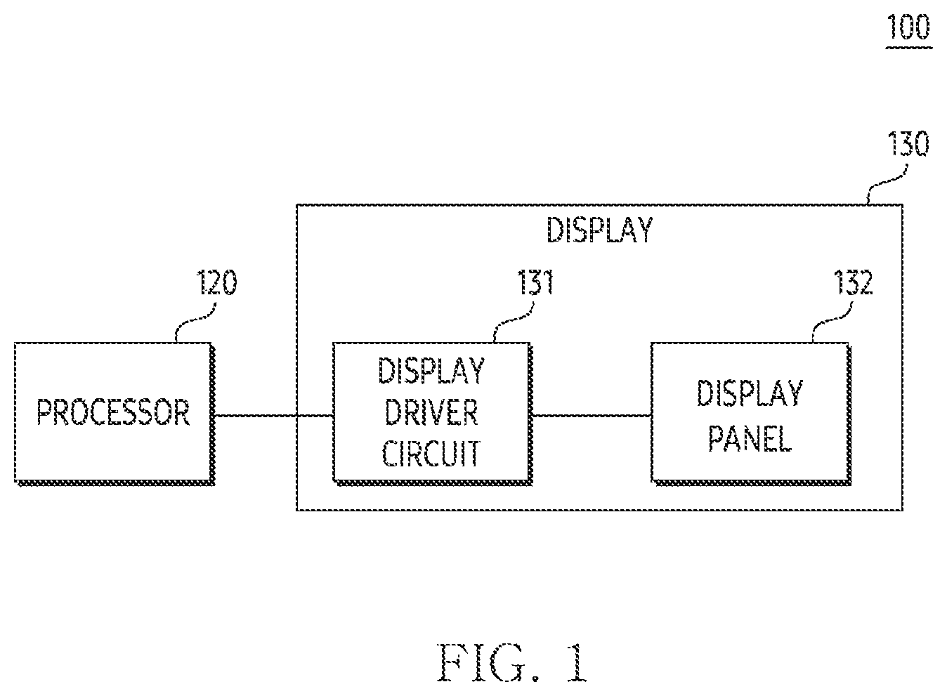 Patent US12417724 Figure 1 – Electronic device controlling pulse signal from processor to display