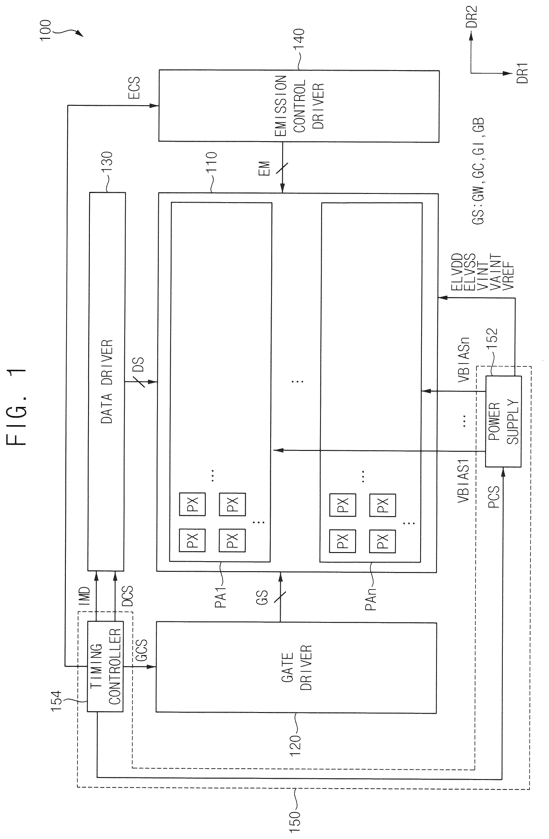 Patent US12417730 Figure 1 – Display device and driver