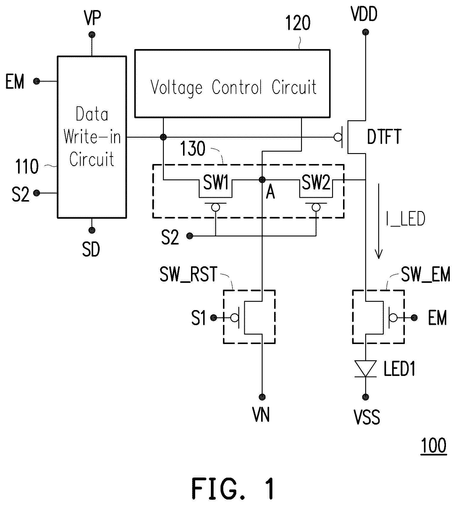 Patent US12417734 — Display panel and pixel circuit thereof — Figure 1