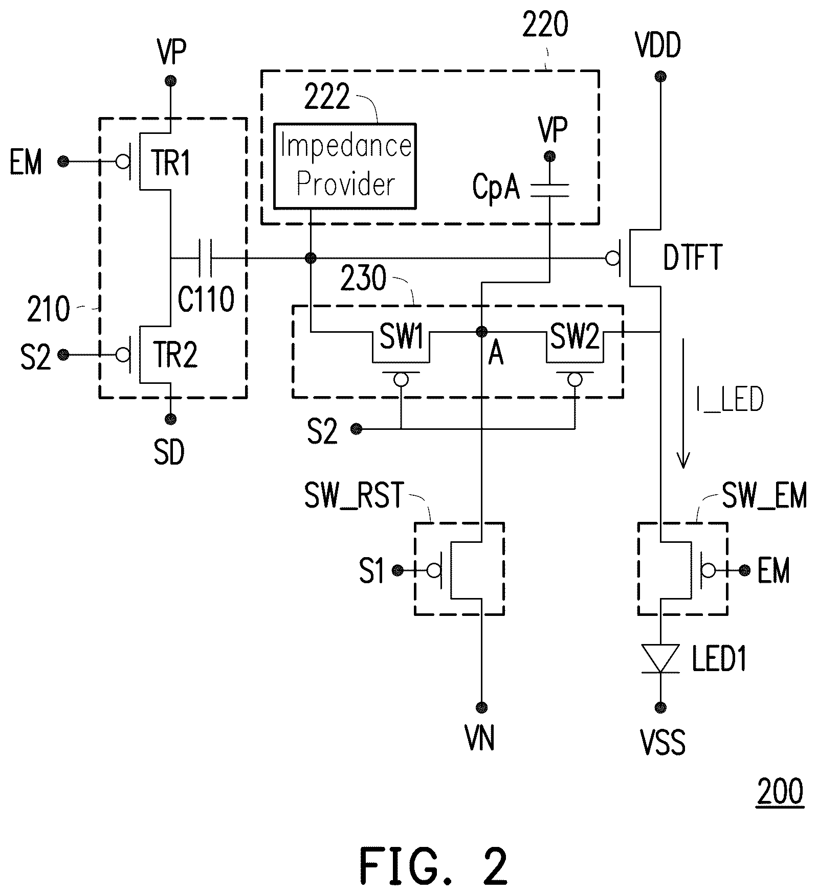 Patent US12417734 Figure 2 – Display panel and pixel circuit thereof