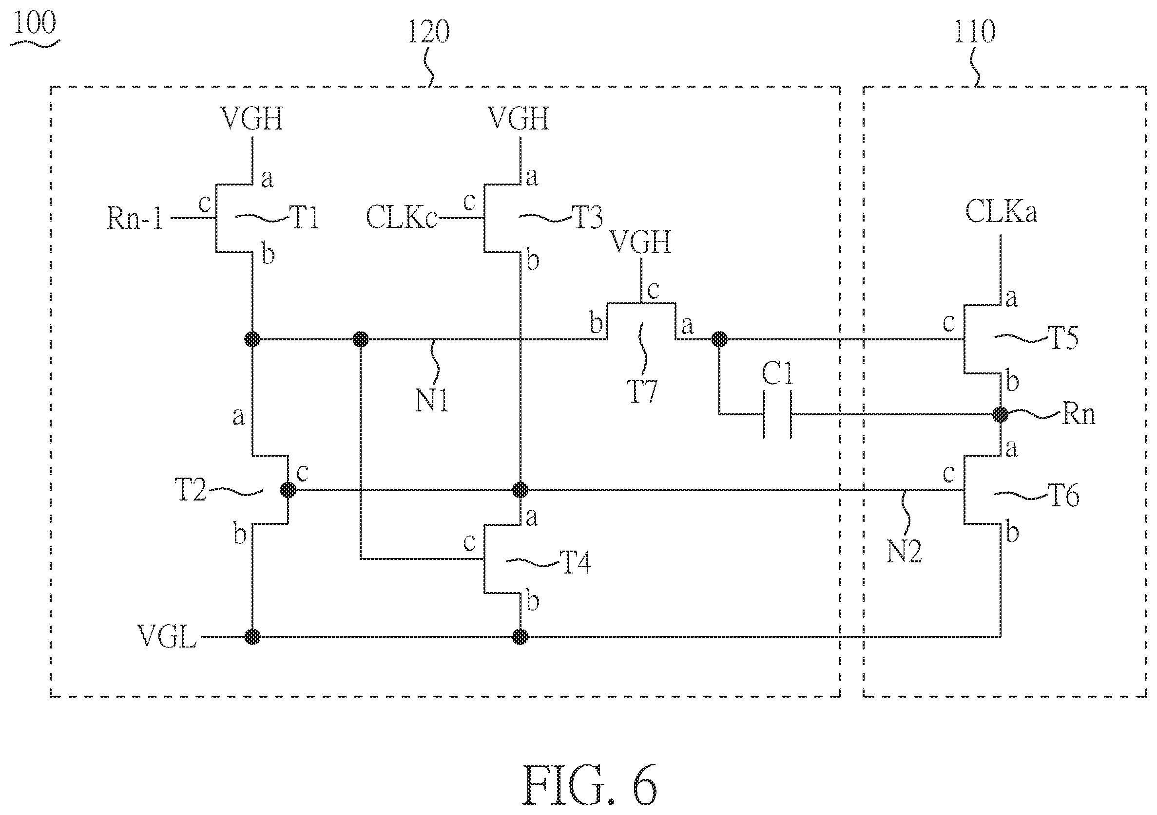 Patent US12417750 Figure 6 – Gate line driving circuit with top gate and bottom gate