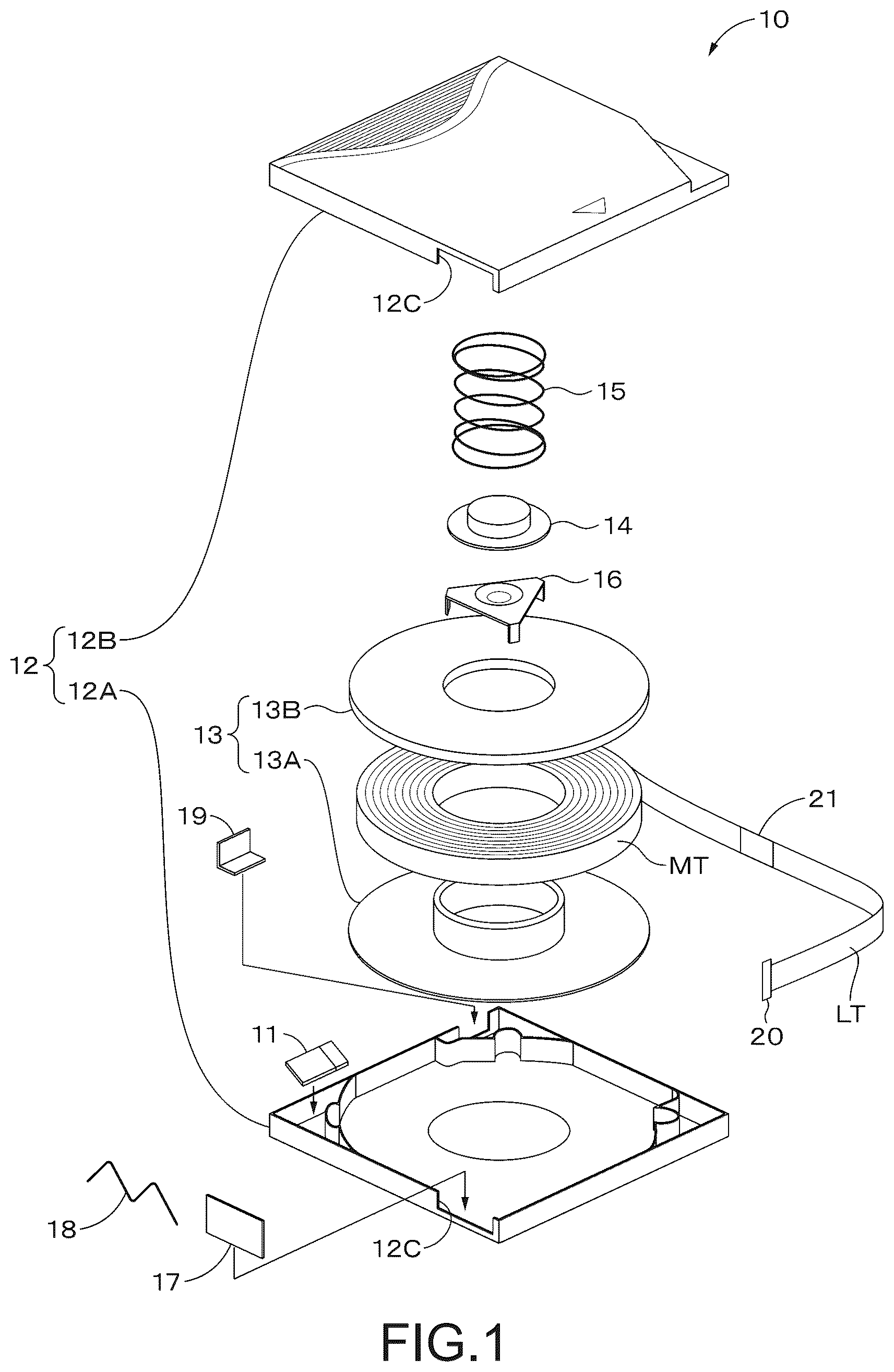 Patent US12417784 Figure 1 – Magnetic recording medium and cartridge