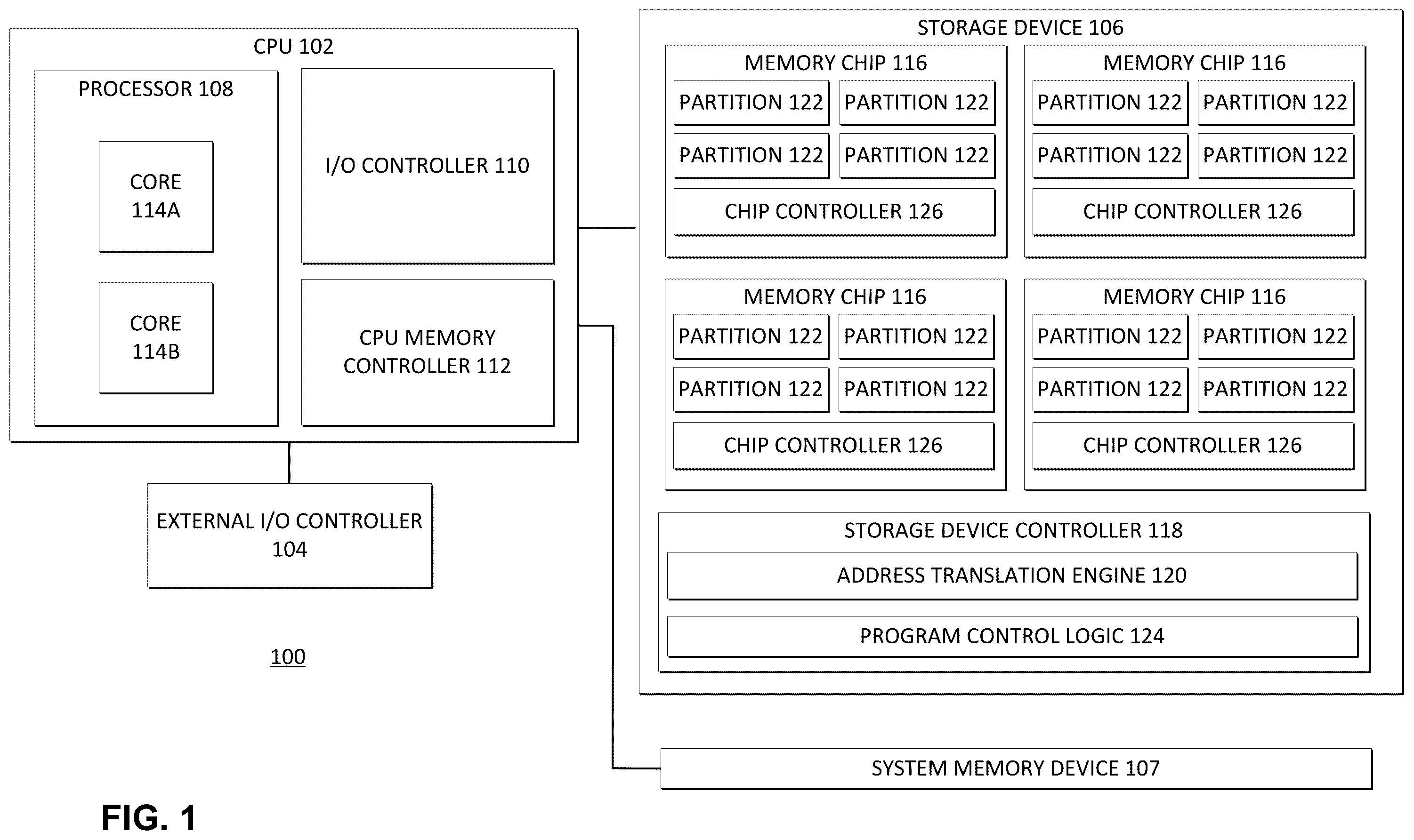 Patent US12417797 Figure 1 – NOR gate based local access line deselect signal generation