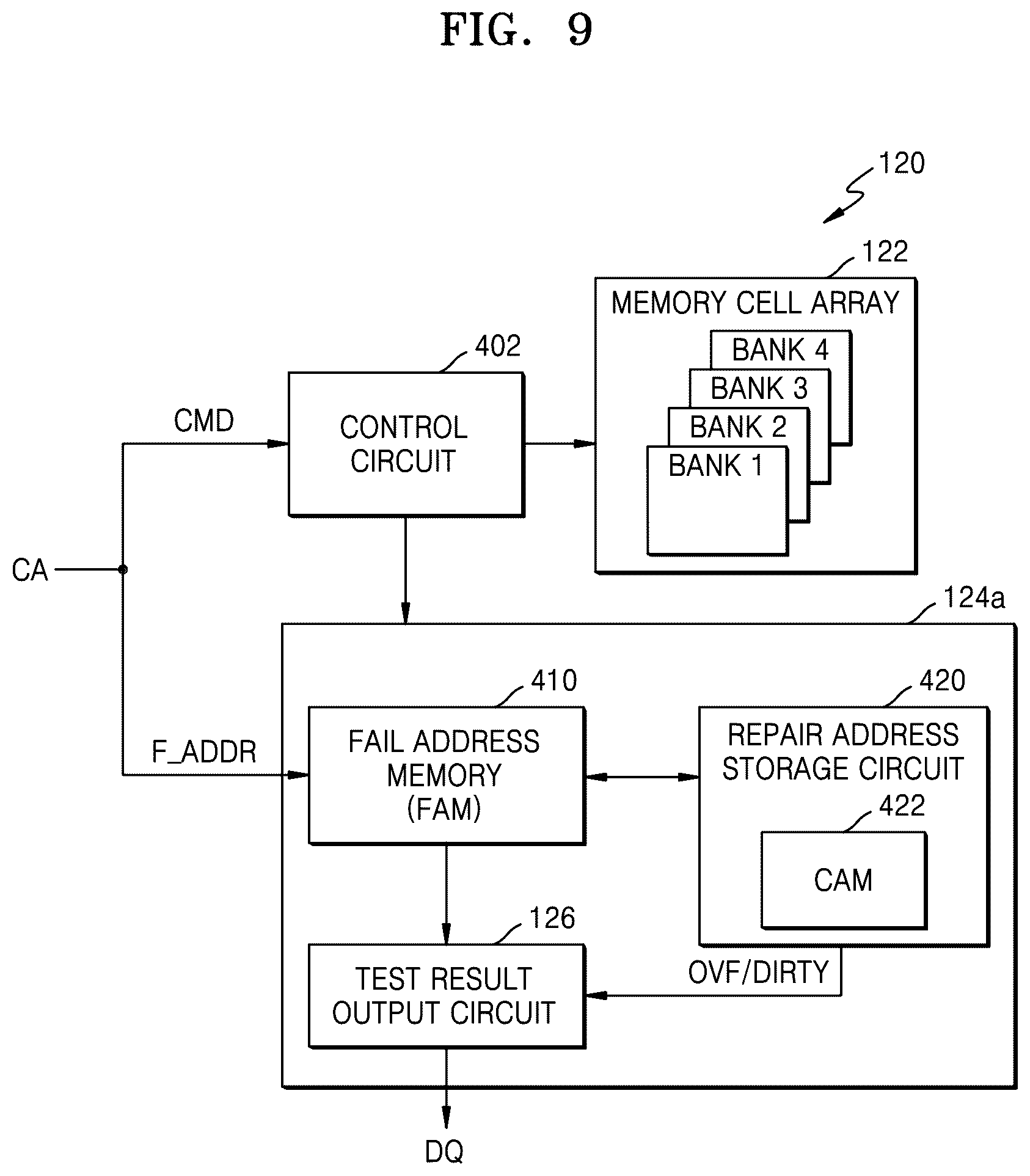Patent US12417813 Figure 9 – Memory device for outputting test results