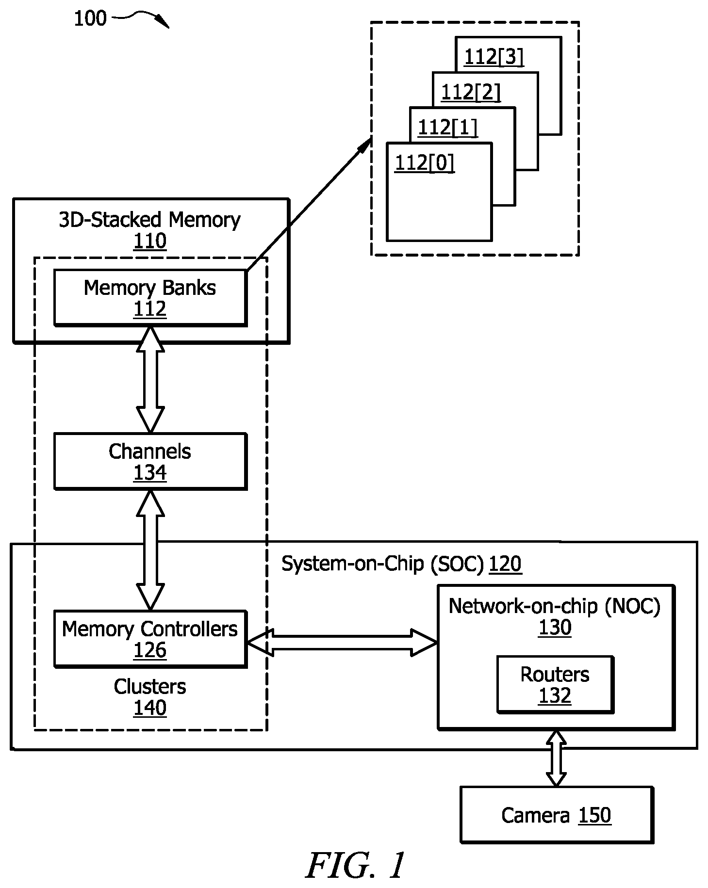 Patent US12417817 Figure 1 – Stacked 3D memory architecture for power optimization