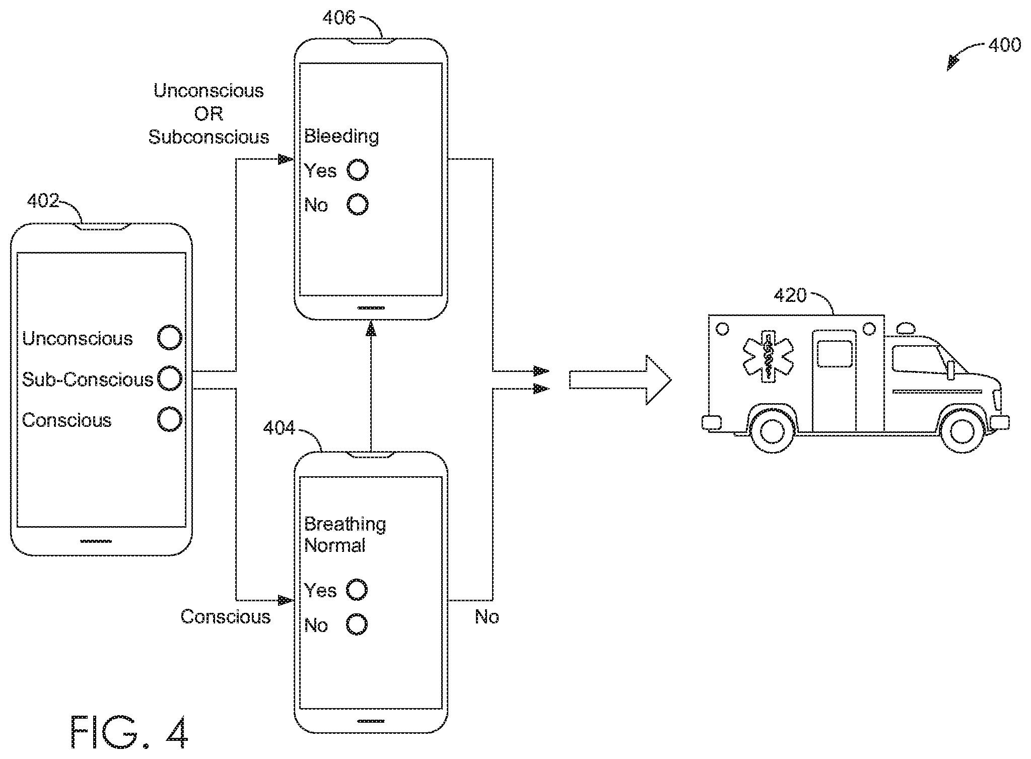 Patent US12417824 Figure 4 – Voice-activated ambulance booking