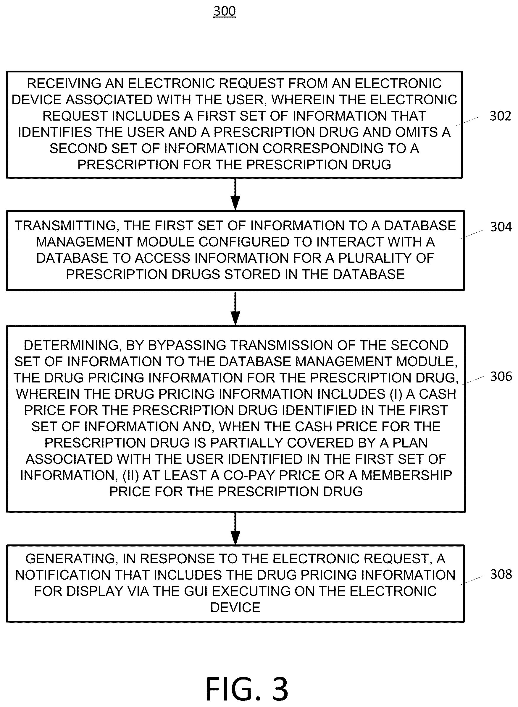 Patent US12417829 Figure 3 – User interface for providing drug pricing information