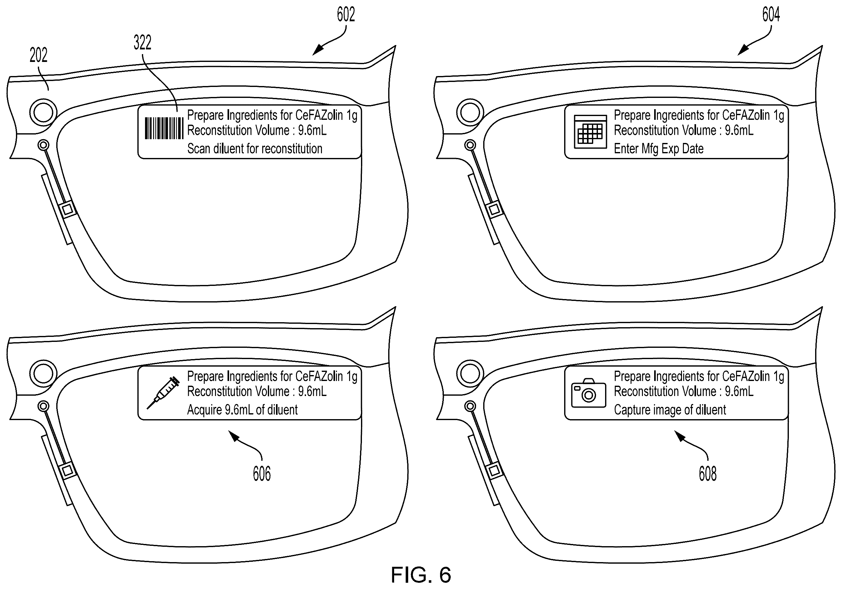 Patent US12417830 Figure 6 – Wearable heads-up display (“HUD”) for a pharmacy workflow management system
