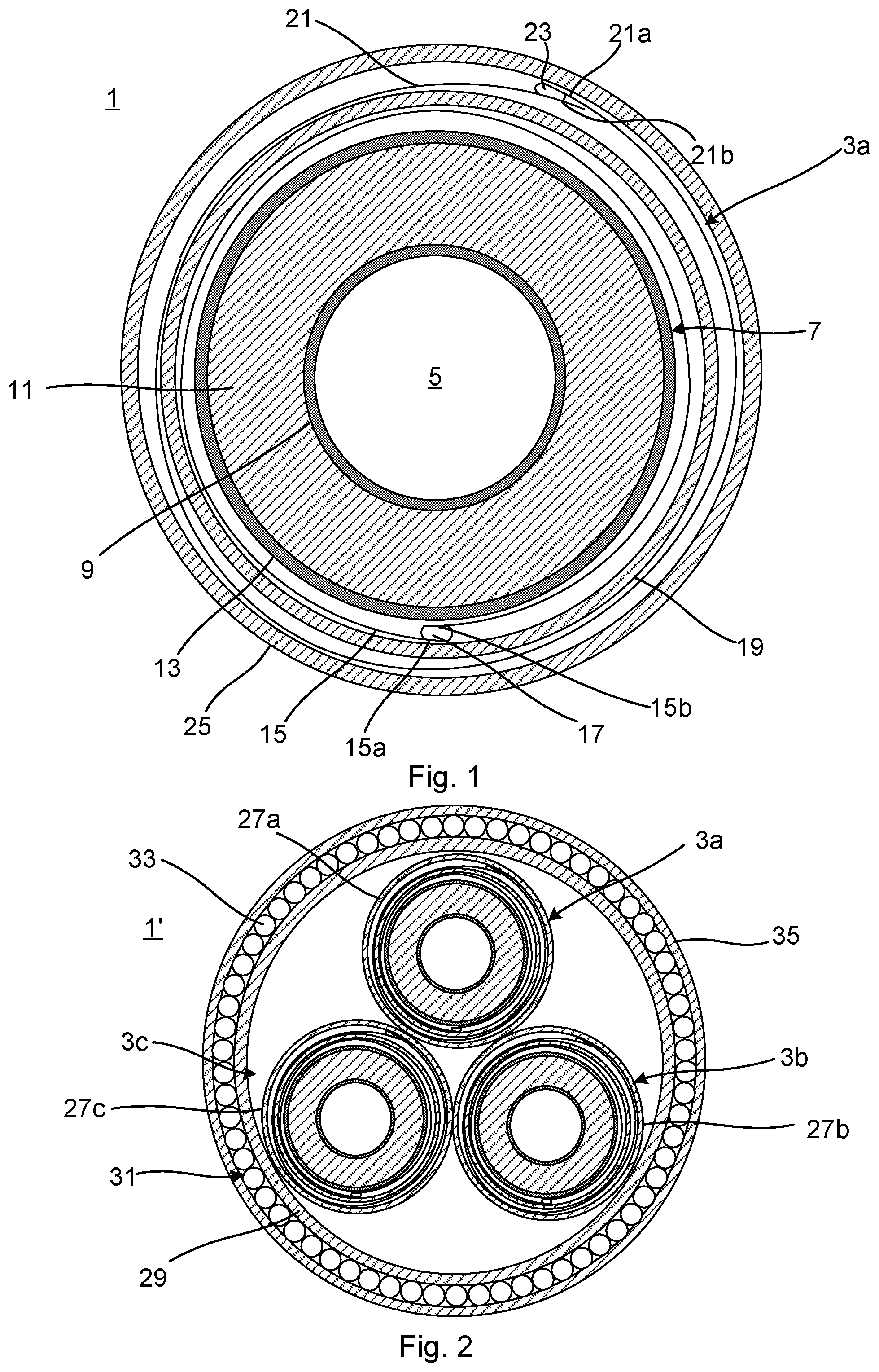Patent US12417863 Figure 1 – Power cable with multiple water barriers