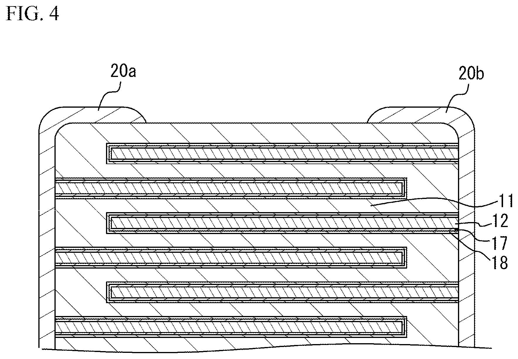 Patent US12417878 Figure 4 – Ceramic electronic device with multilayer chip having concentration peaks of metal elements between internal electrode layers and dielectric layers, and manufacturing method of same