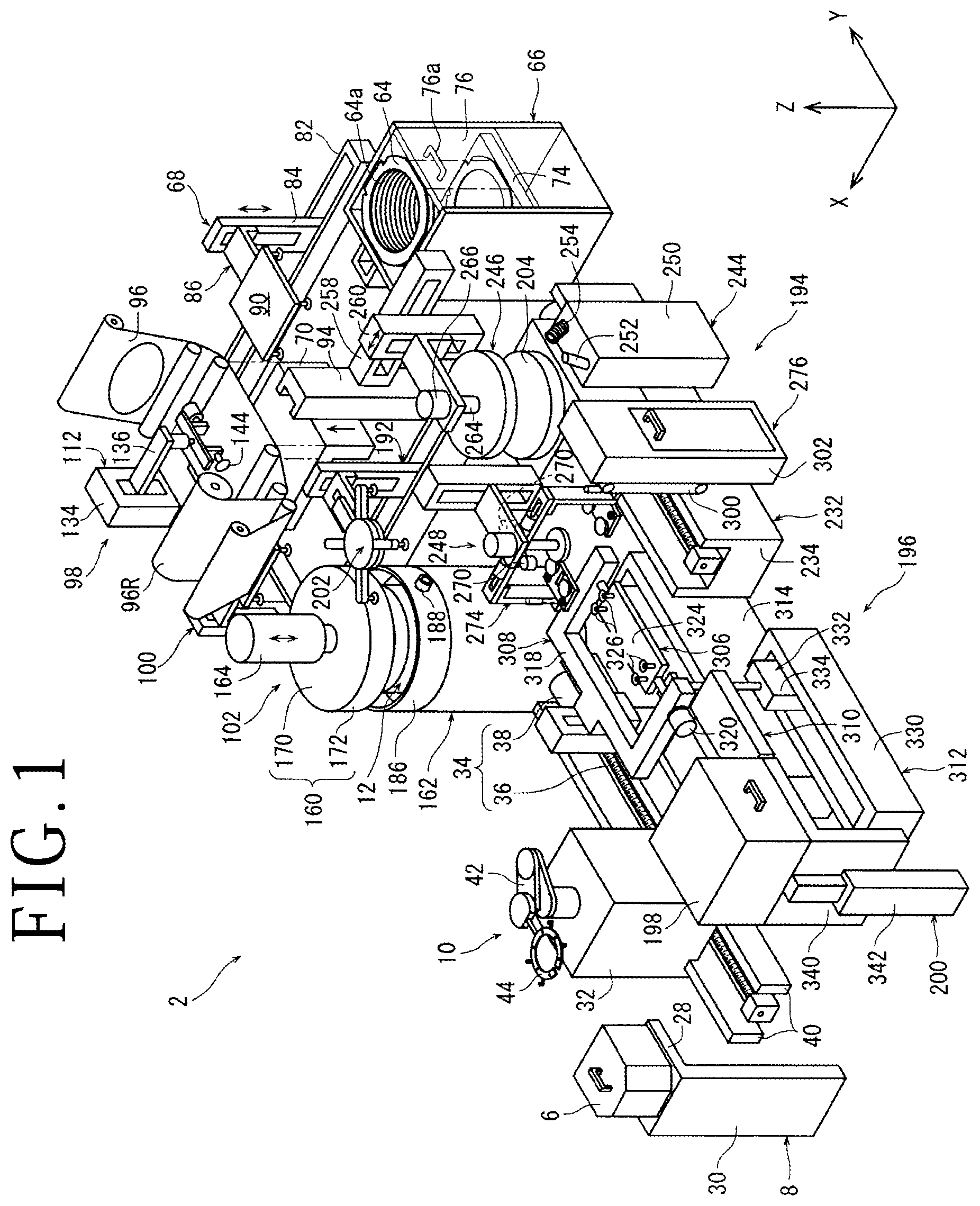 Patent US12417938 Figure 1 – Processing apparatus for integrating a semiconductor wafer and an annular frame through a tape