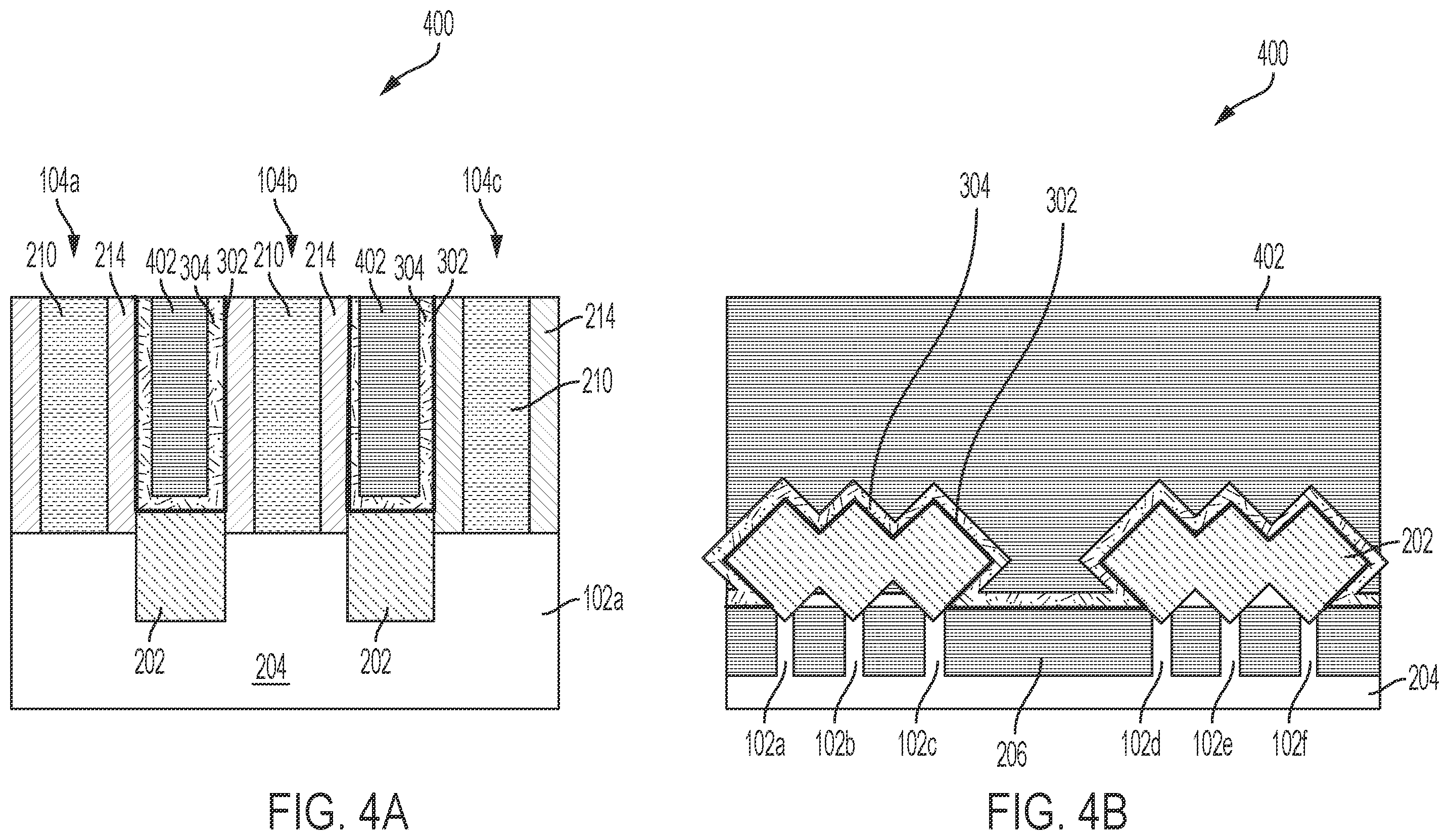 Patent US12417944 Figure 4 – Formation of trench silicide source or drain contacts without gate damage