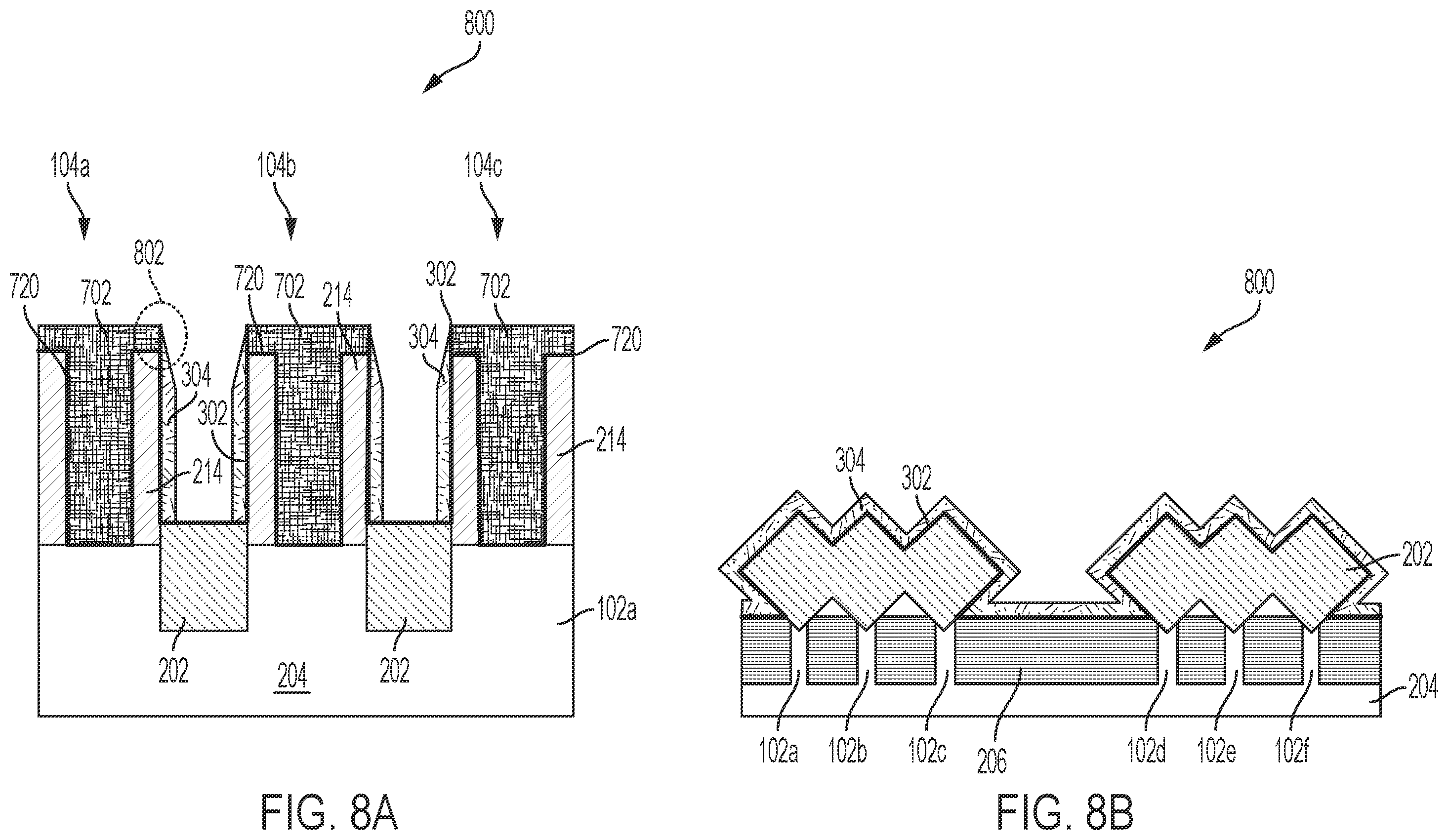 Patent US12417944 Figure 8 – Formation of trench silicide source or drain contacts without gate damage