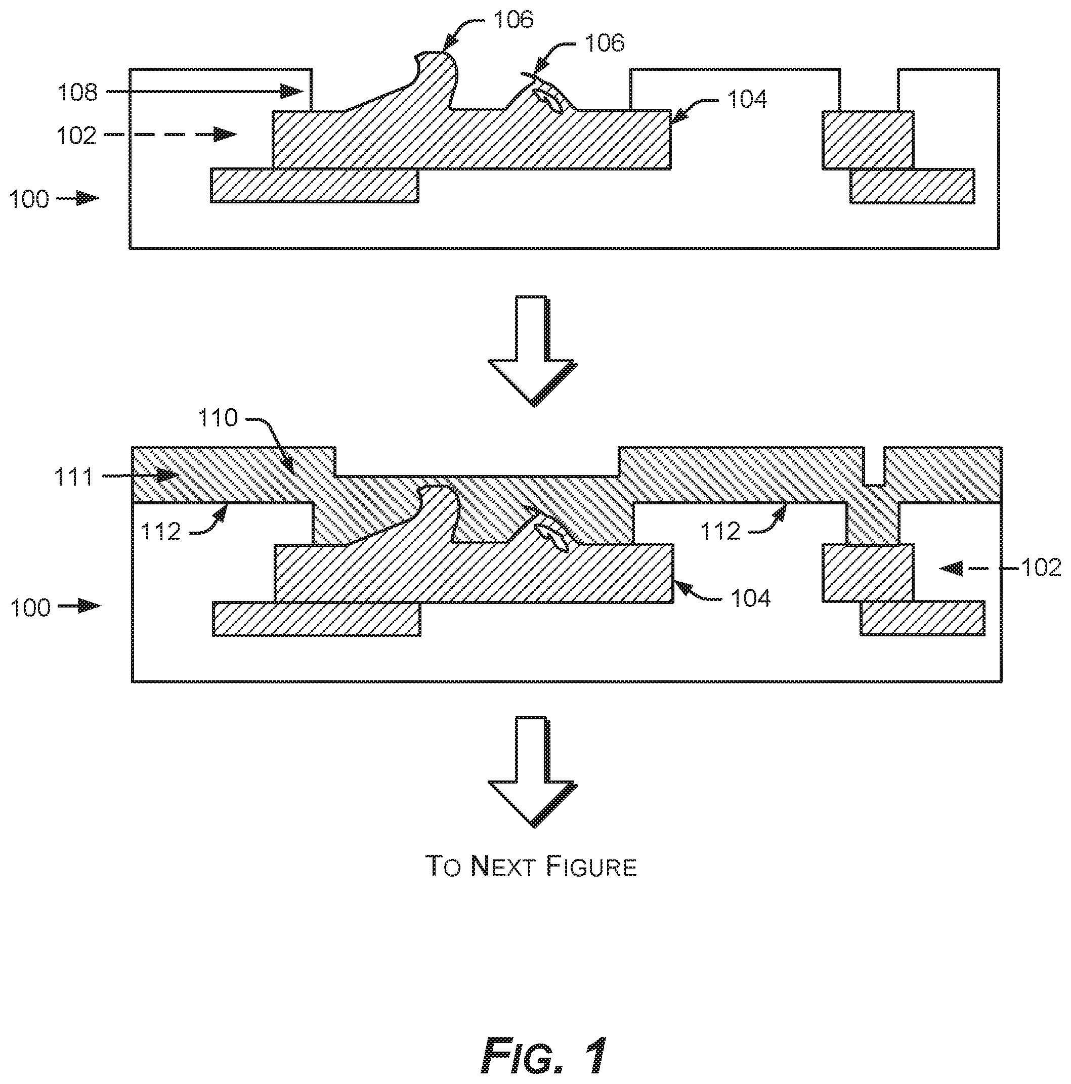 Patent US12417950 Figure 1 – Mitigating surface damage of probe pads in preparation for direct bonding of a substrate