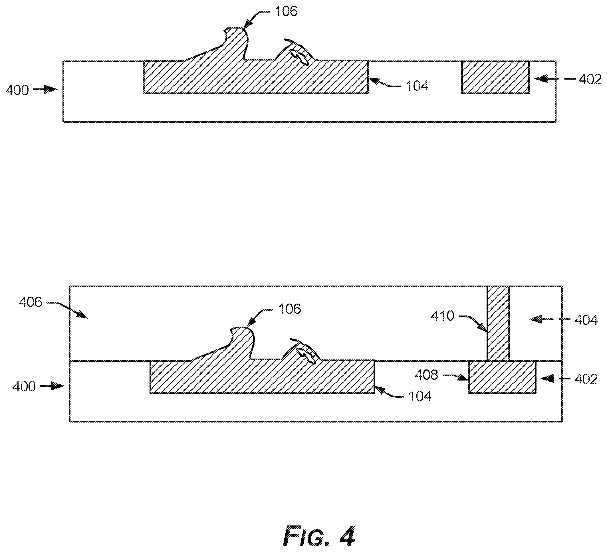 Patent US12417950 Figure 4 – Mitigating surface damage of probe pads in preparation for direct bonding of a substrate