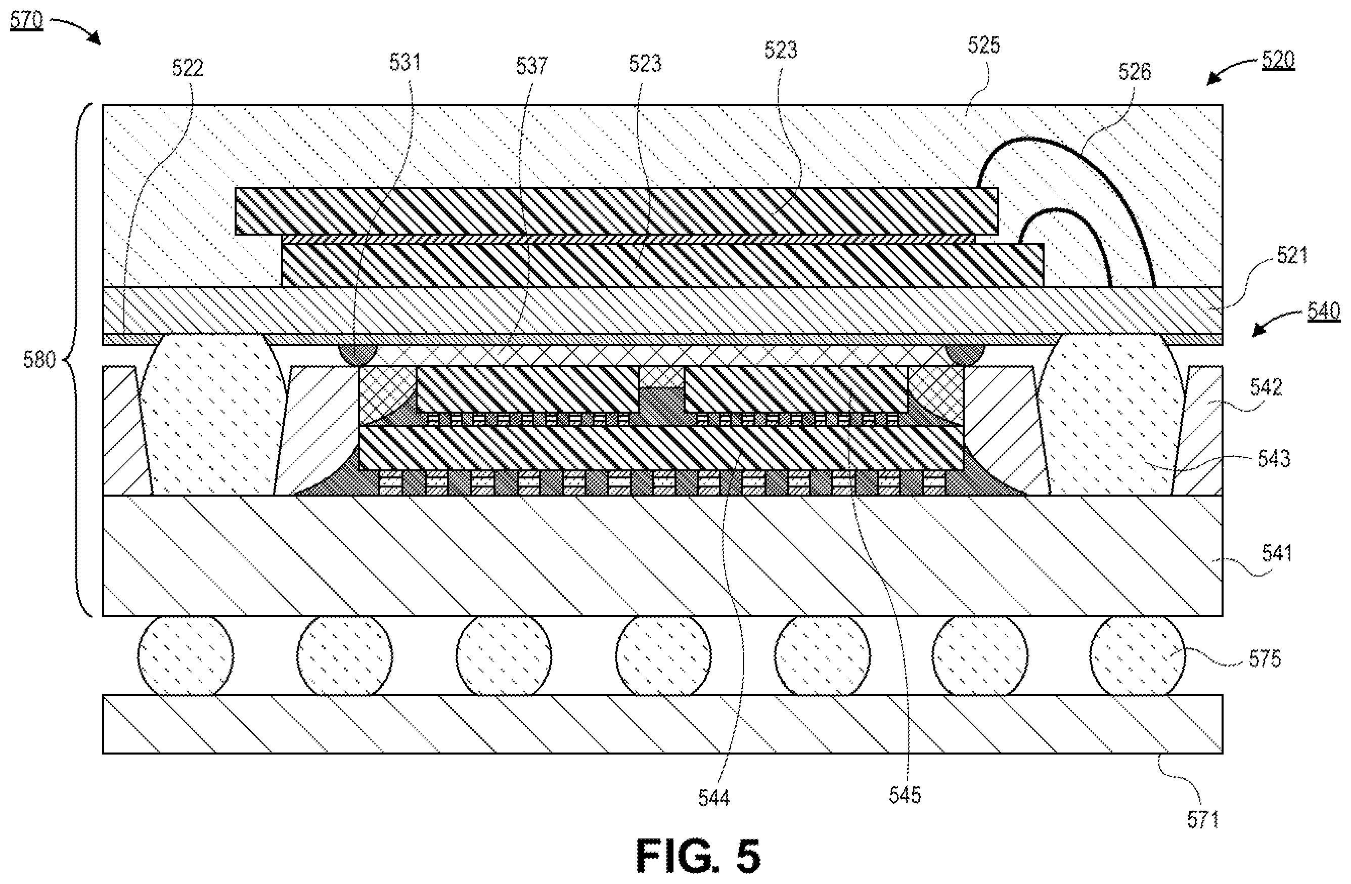 Patent US12417958 Figure 8 – Microelectronics package comprising a package-on-package (PoP) architecture with inkjet barrier material for controlling bondline thickness and PoP adhesive keep out zone