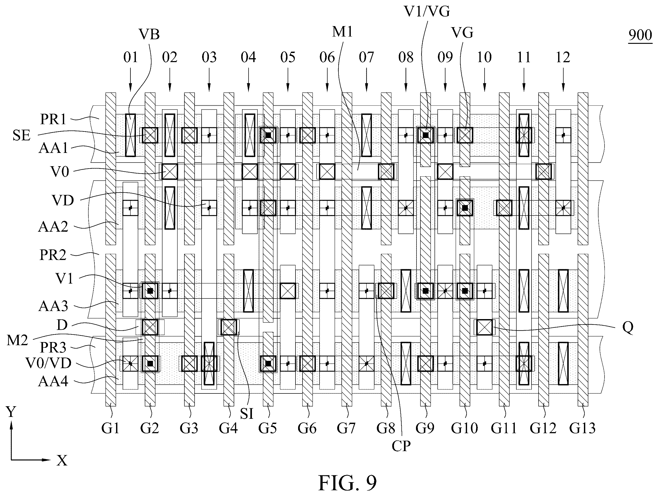 Patent US12417980 Figure 11 – First metal structure, layout, and method