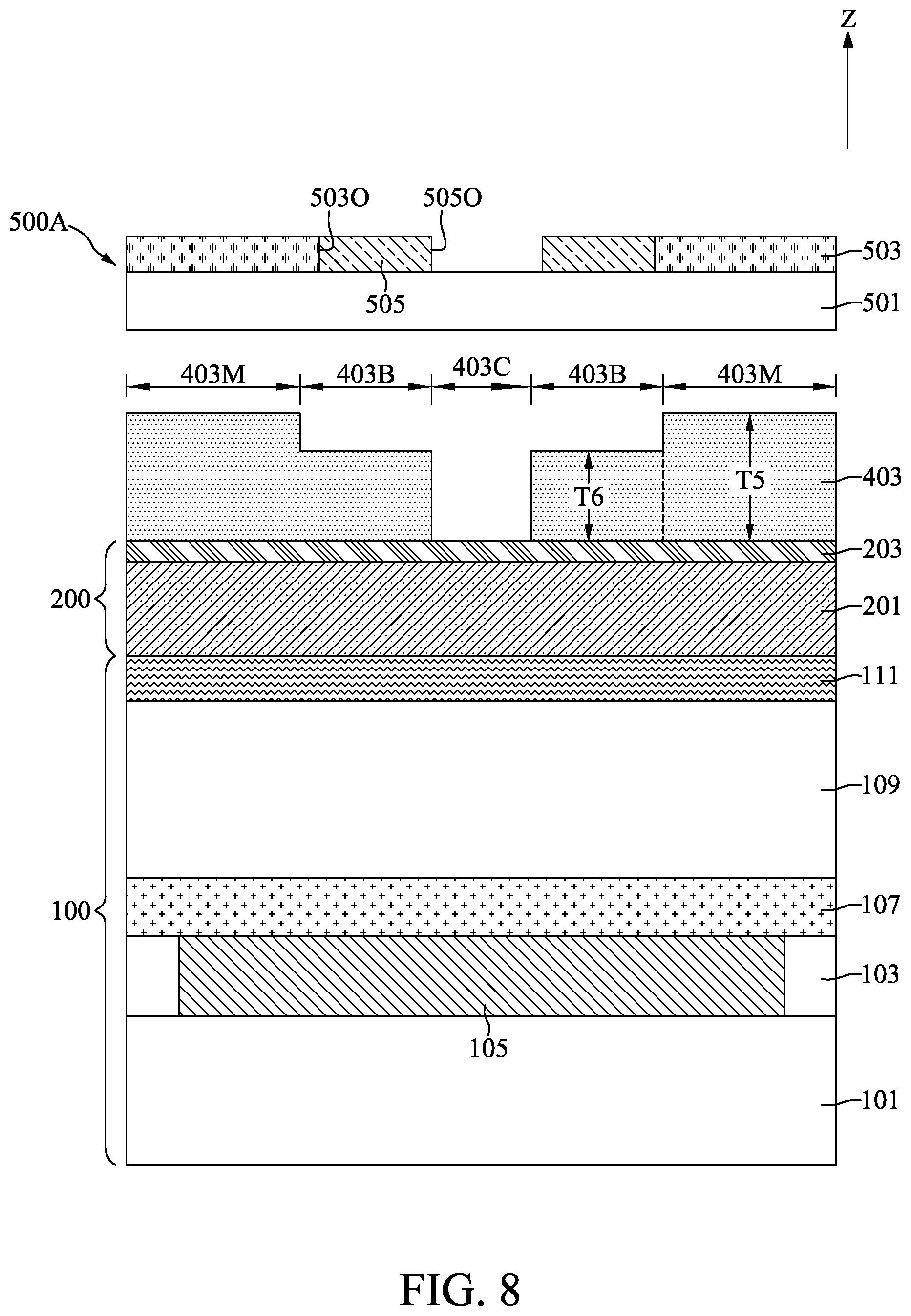 Patent US12417982 Figure 8 – Semiconductor device with contact structure