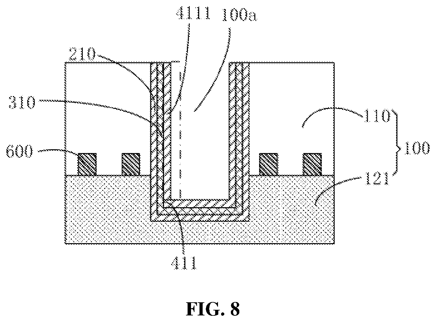 Patent US12417984 Figure 8 – Semiconductor structure with an air gap, method for forming same, and stacked structure