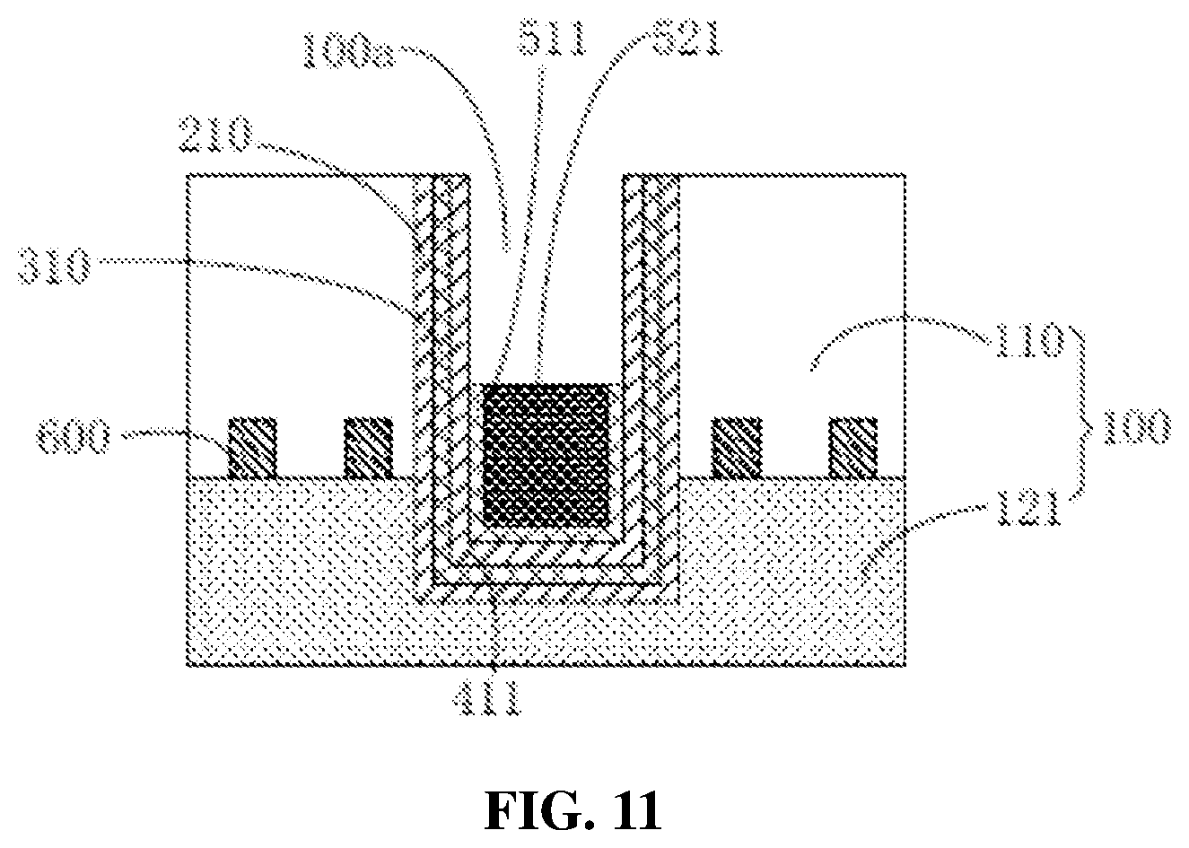 Patent US12417984 Figure 11 – Semiconductor structure with an air gap, method for forming same, and stacked structure