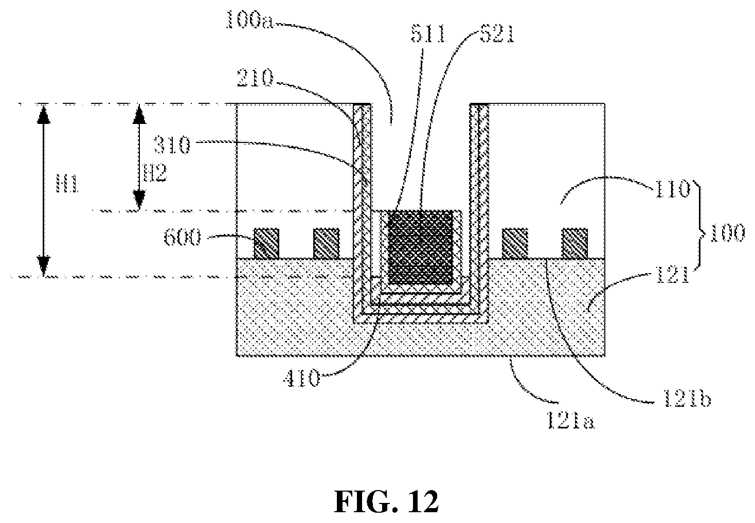 Patent US12417984 Figure 12 – Semiconductor structure with an air gap, method for forming same, and stacked structure