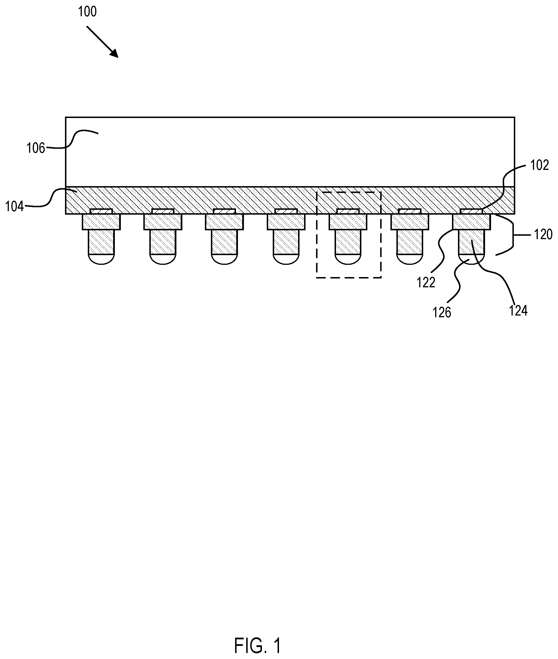 Patent US12417994 Figure 1 – Semiconductor chip having stepped conductive pillars