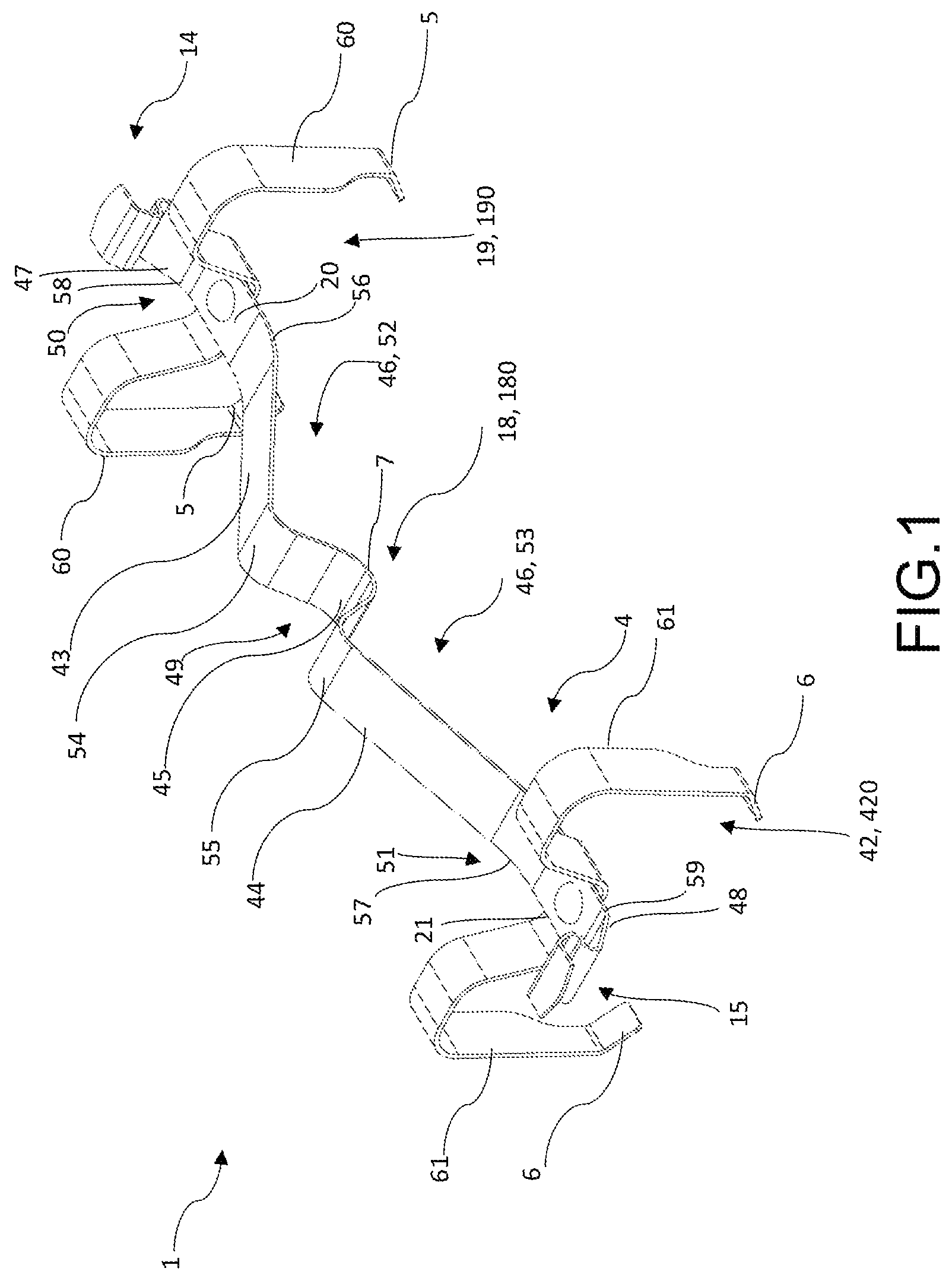 Patent US12422007 Figure 1 – Spring, spring assembly and brake pad, caliper body assembly